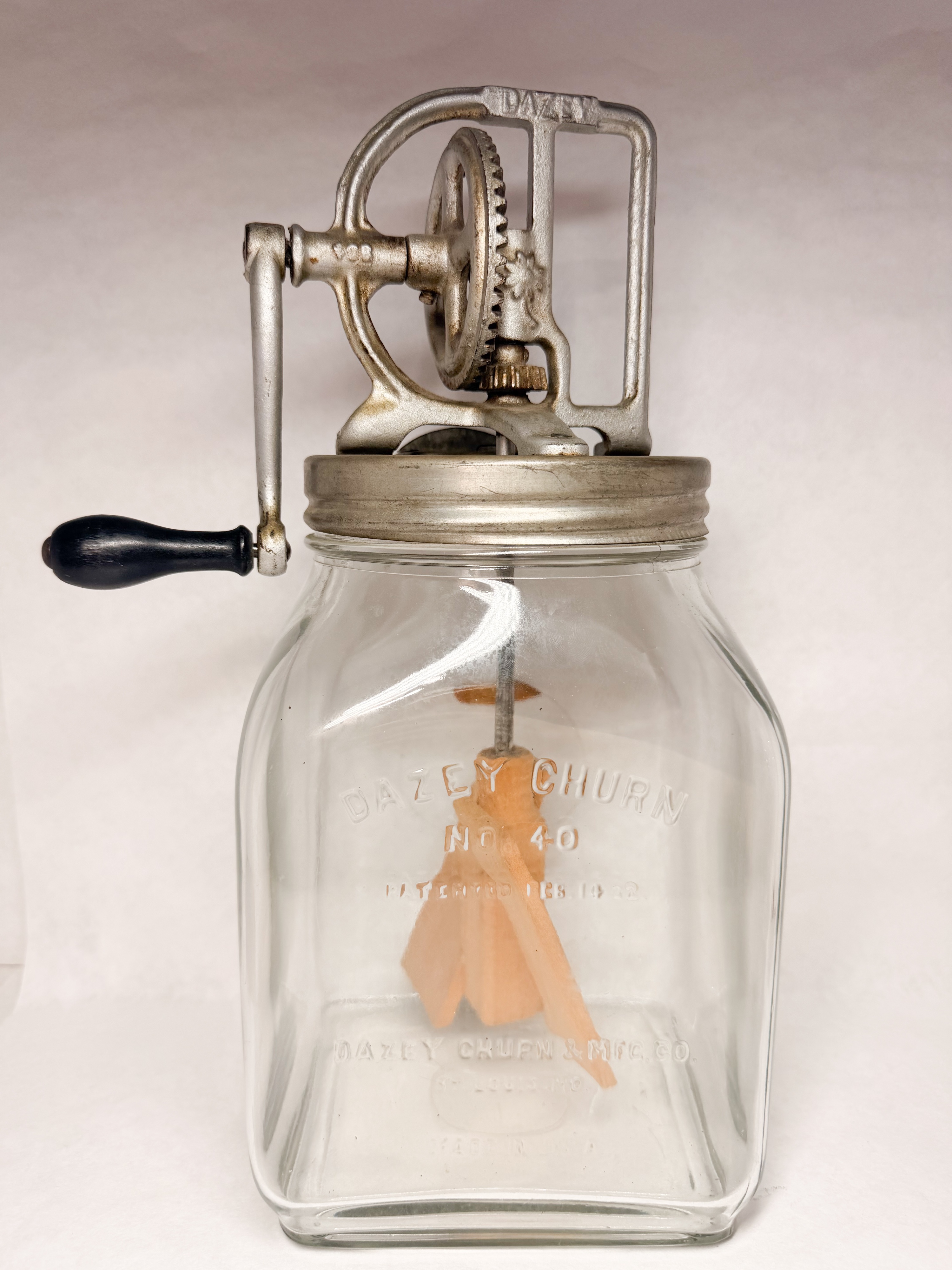 DAZEY CHURN NO. 40 GLASS BUTTER CHURN
