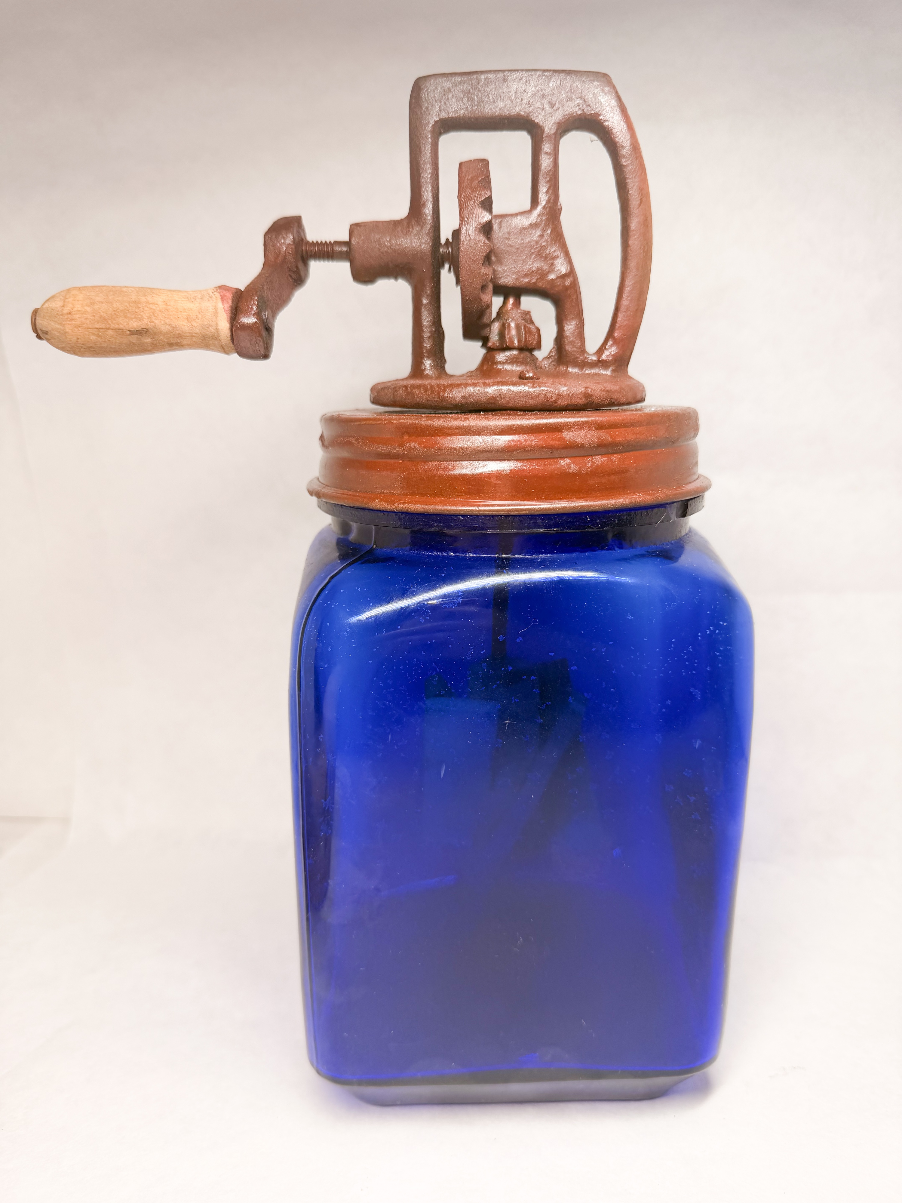 DAZEY COBALT GLASS CHURN, 1922