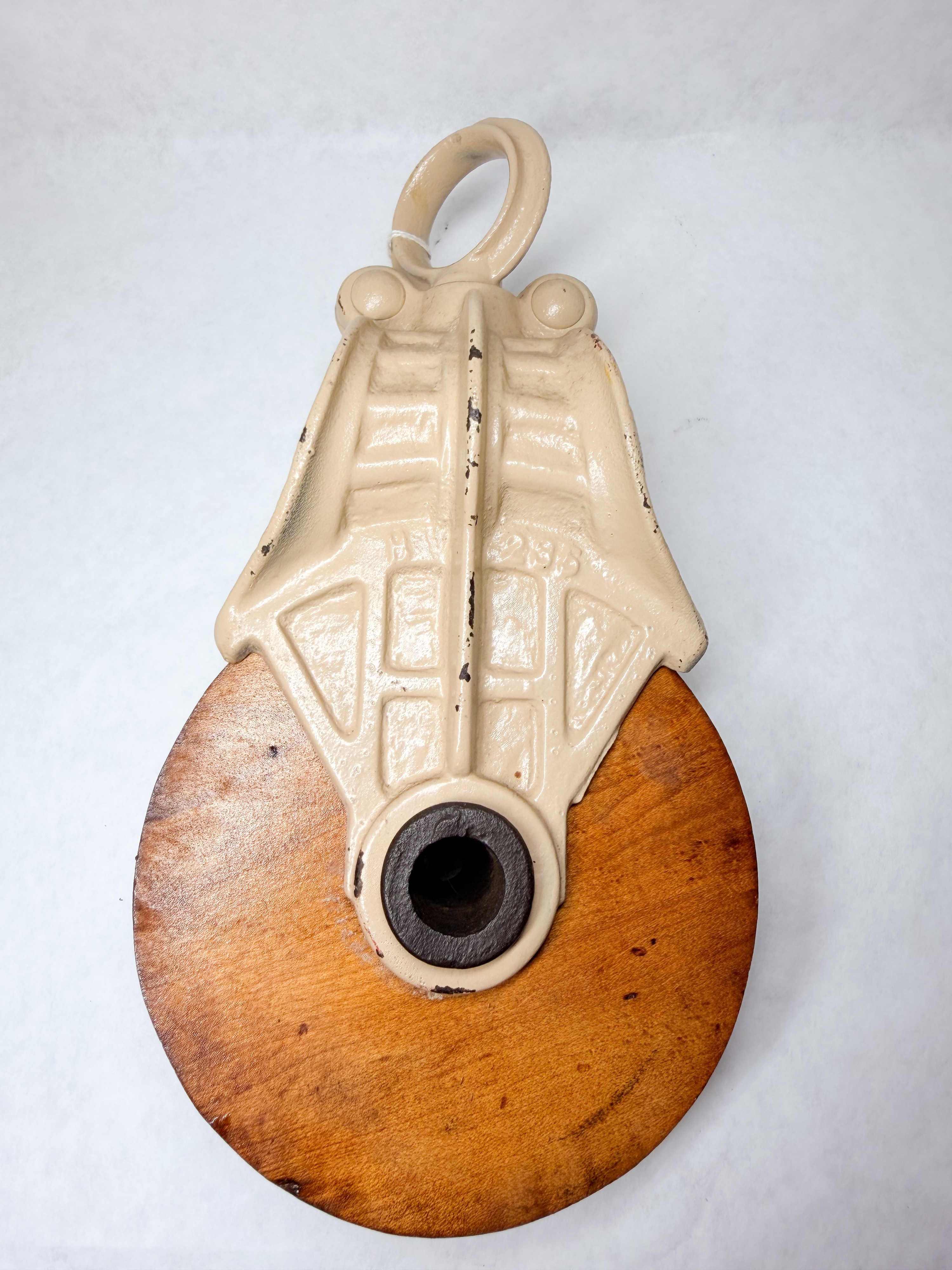 CAST IRON AND WOOD BARN PULLEY
