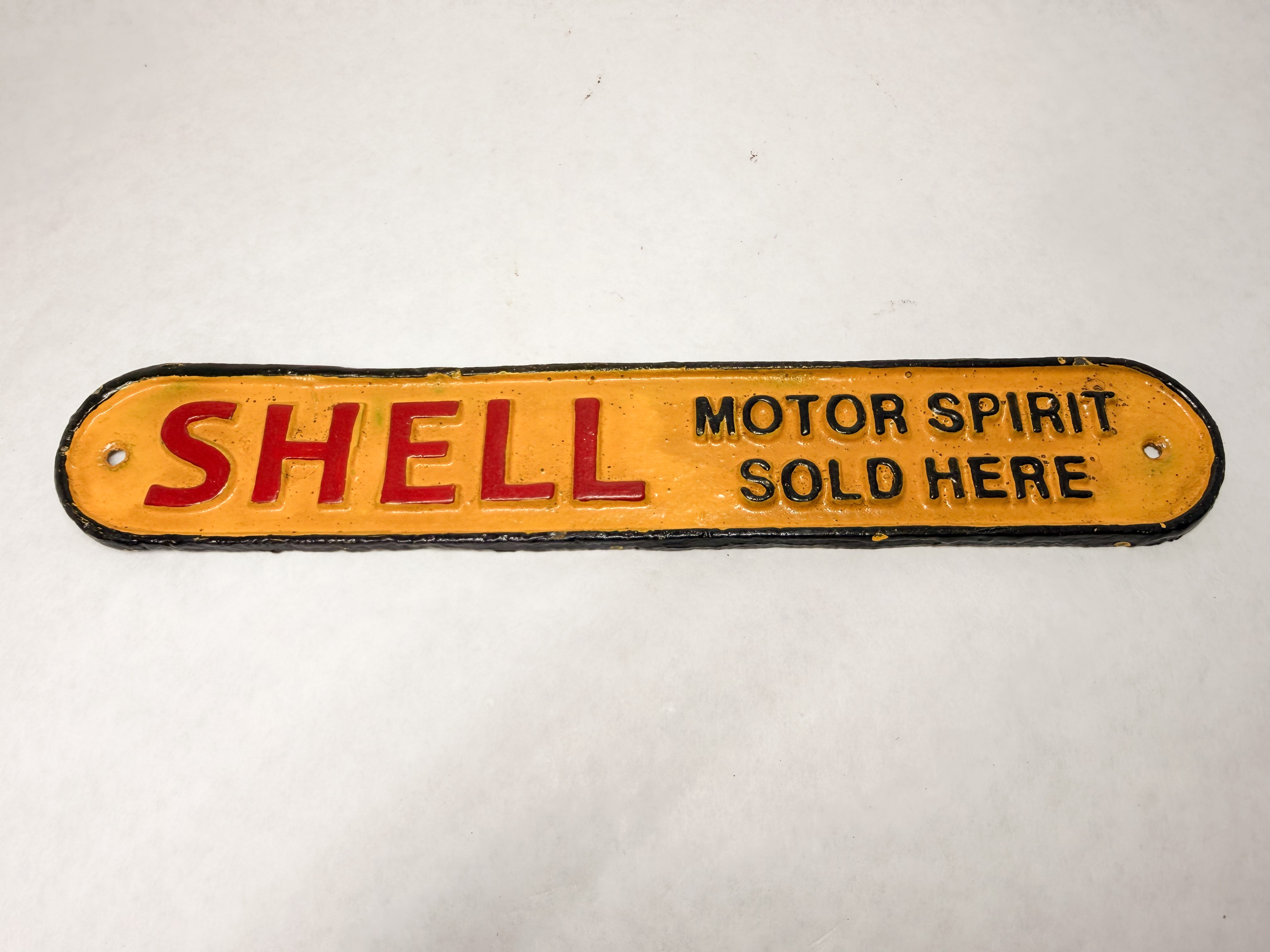 SHELL MOTOR SPIRIT CAST IRON SIGN