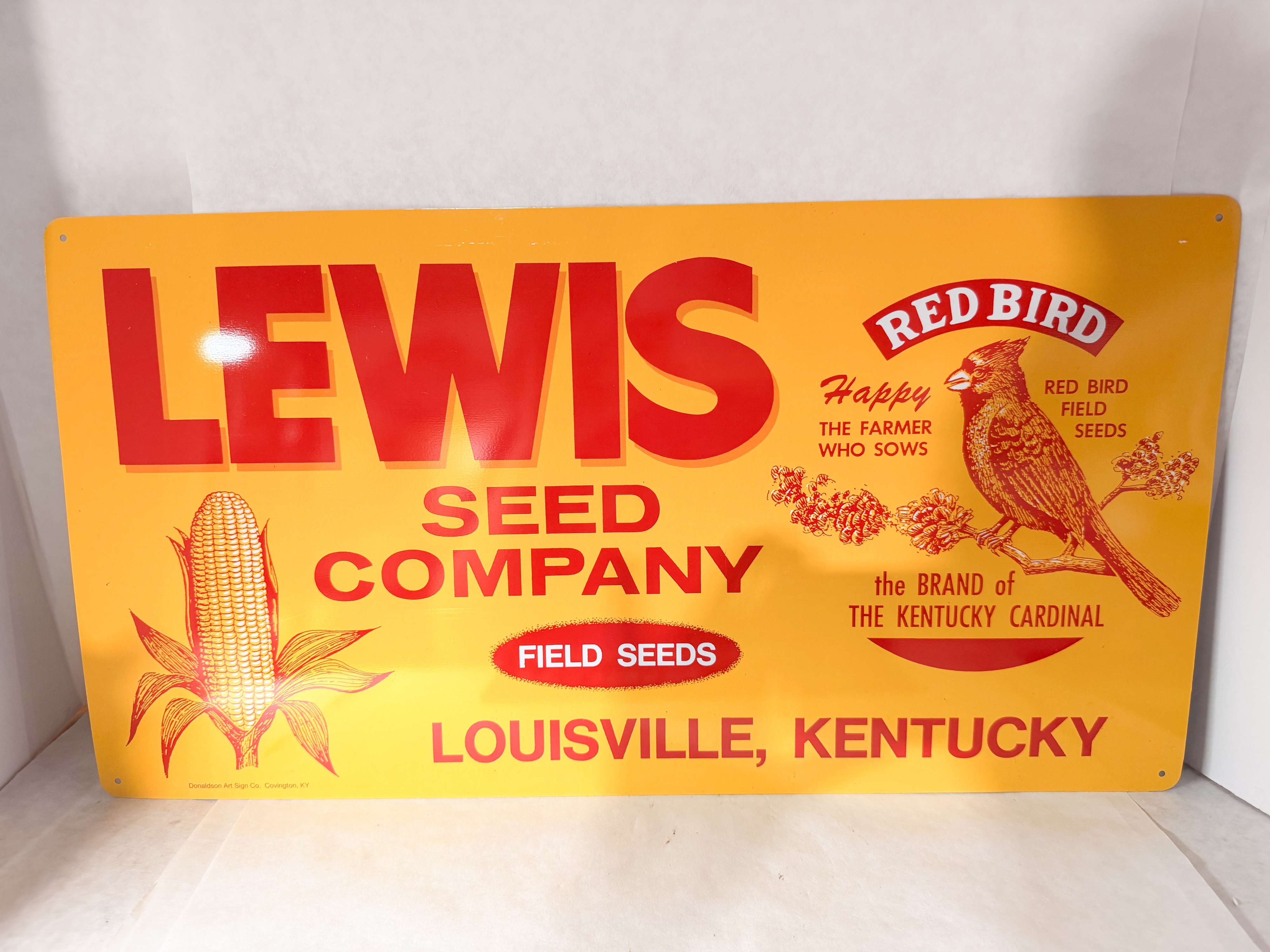 DONALDSON ART SIGN CO. LEWIS SEED METAL SIGN