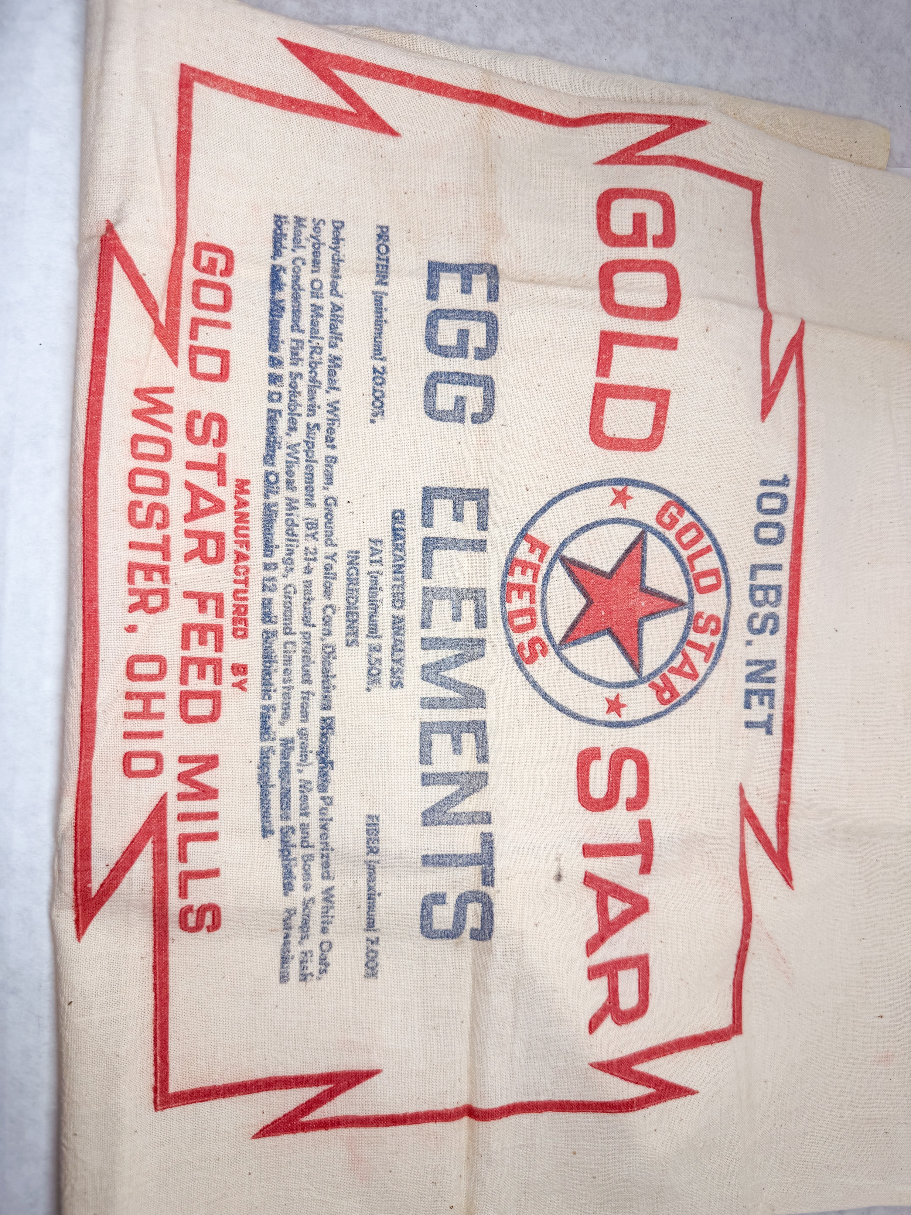 GOLD STAR FEED MILLS COTTON SACK