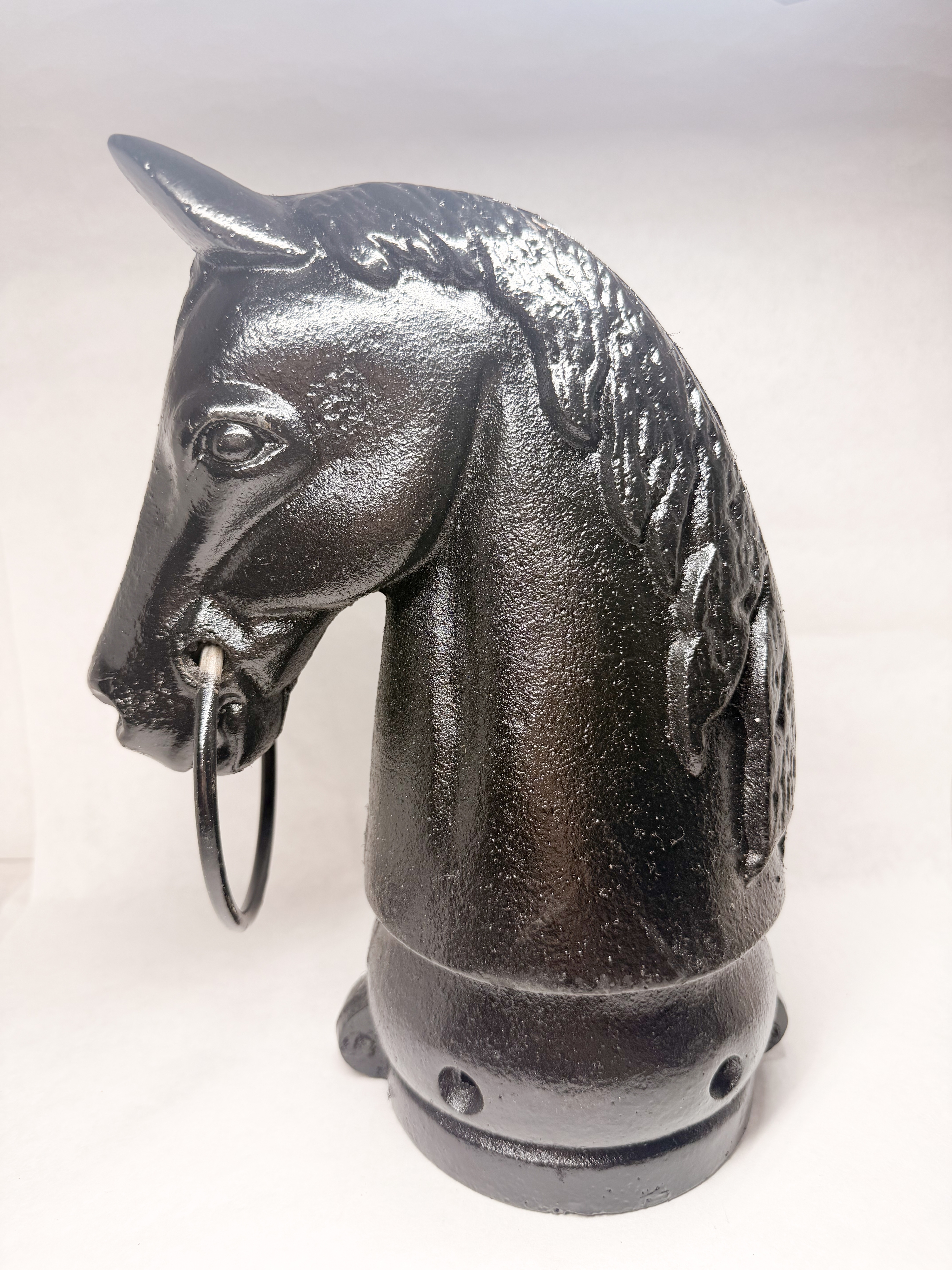 CAST IRON HORSE HEAD HITCHING POST FINIAL