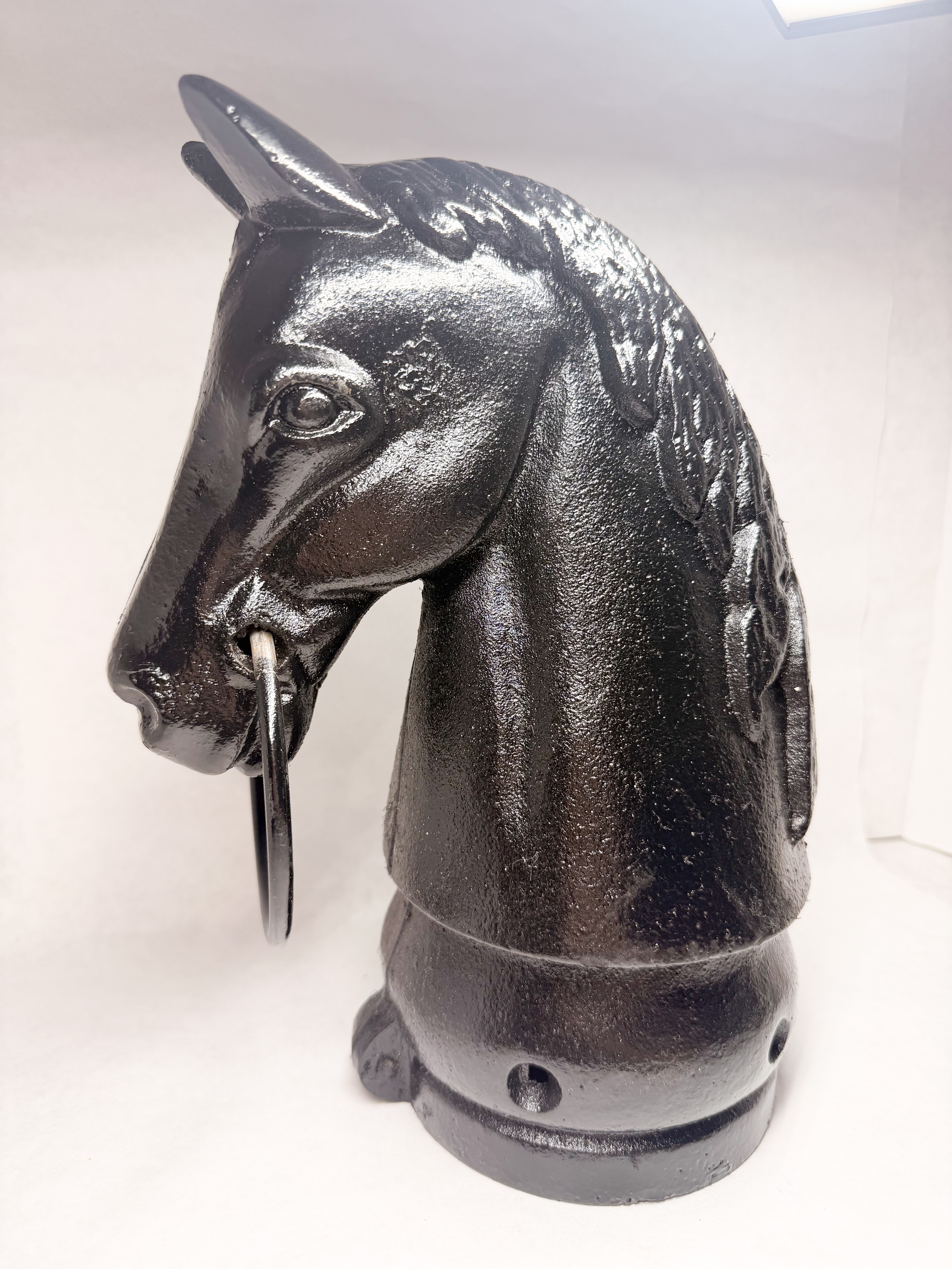 CAST IRON HORSE HEAD HITCHING POST FINIAL