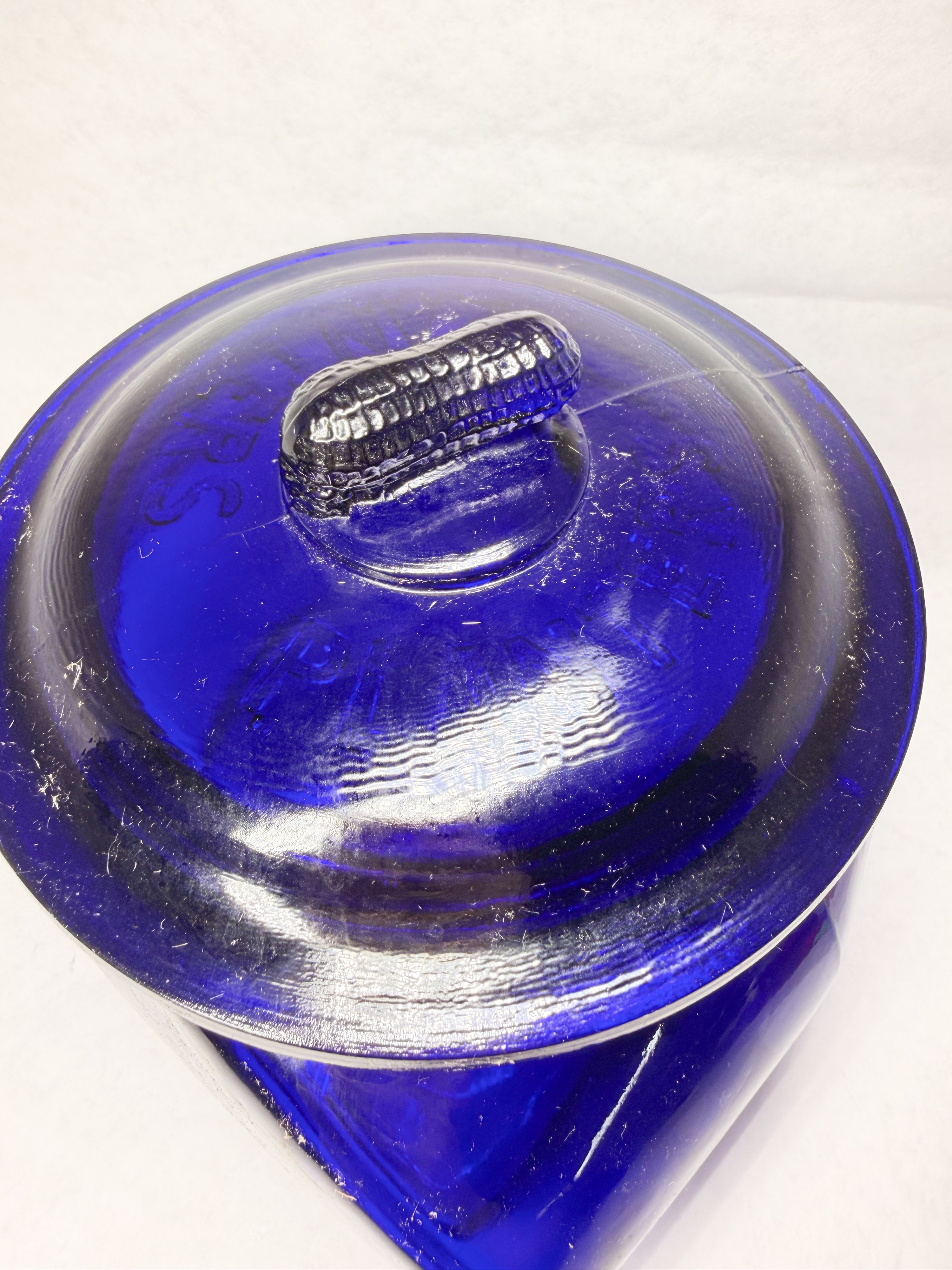 PLANTERS PEANUTS COBALT BLUE GLASS JAR