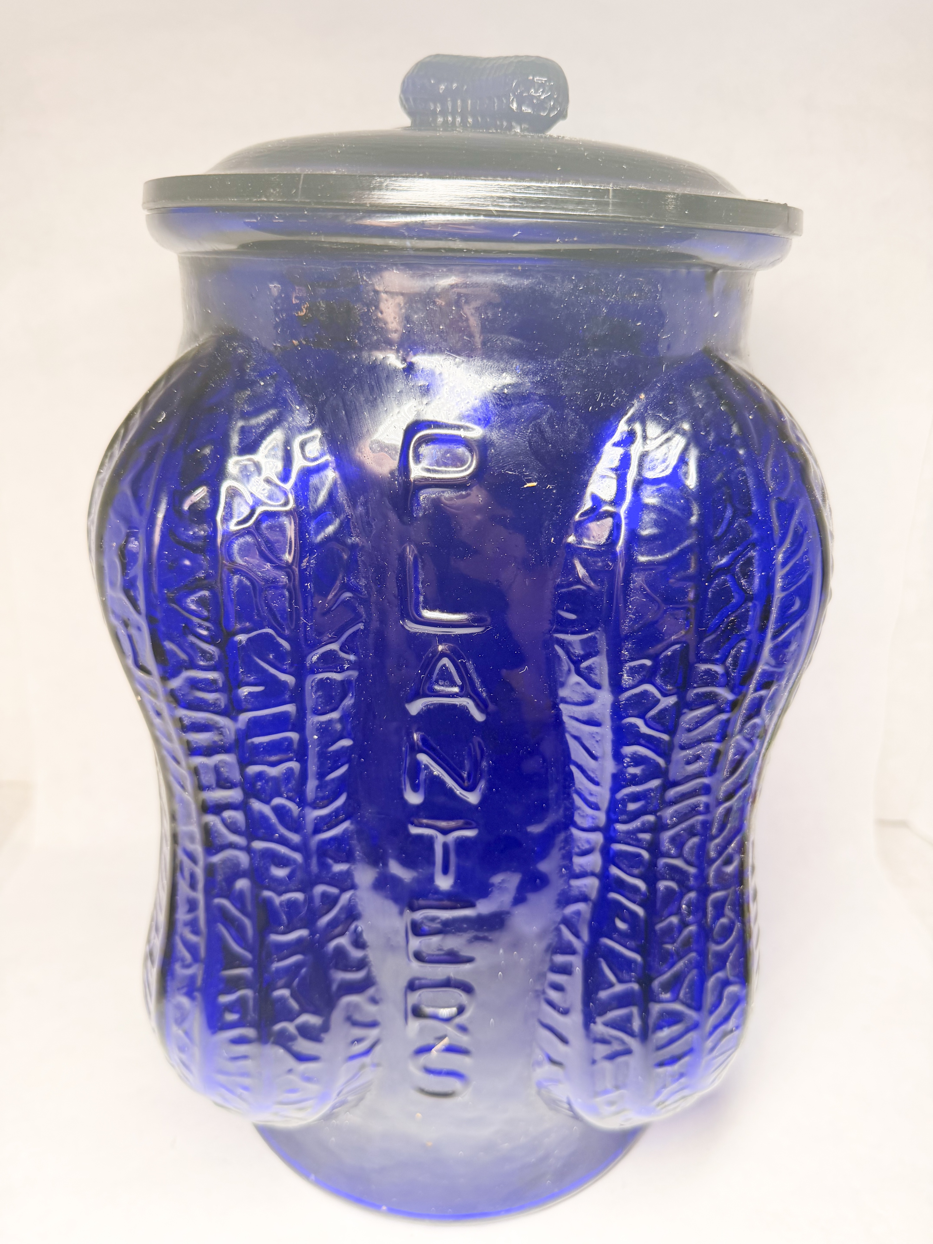 PLANTERS COBALT BLUE GLASS JAR
