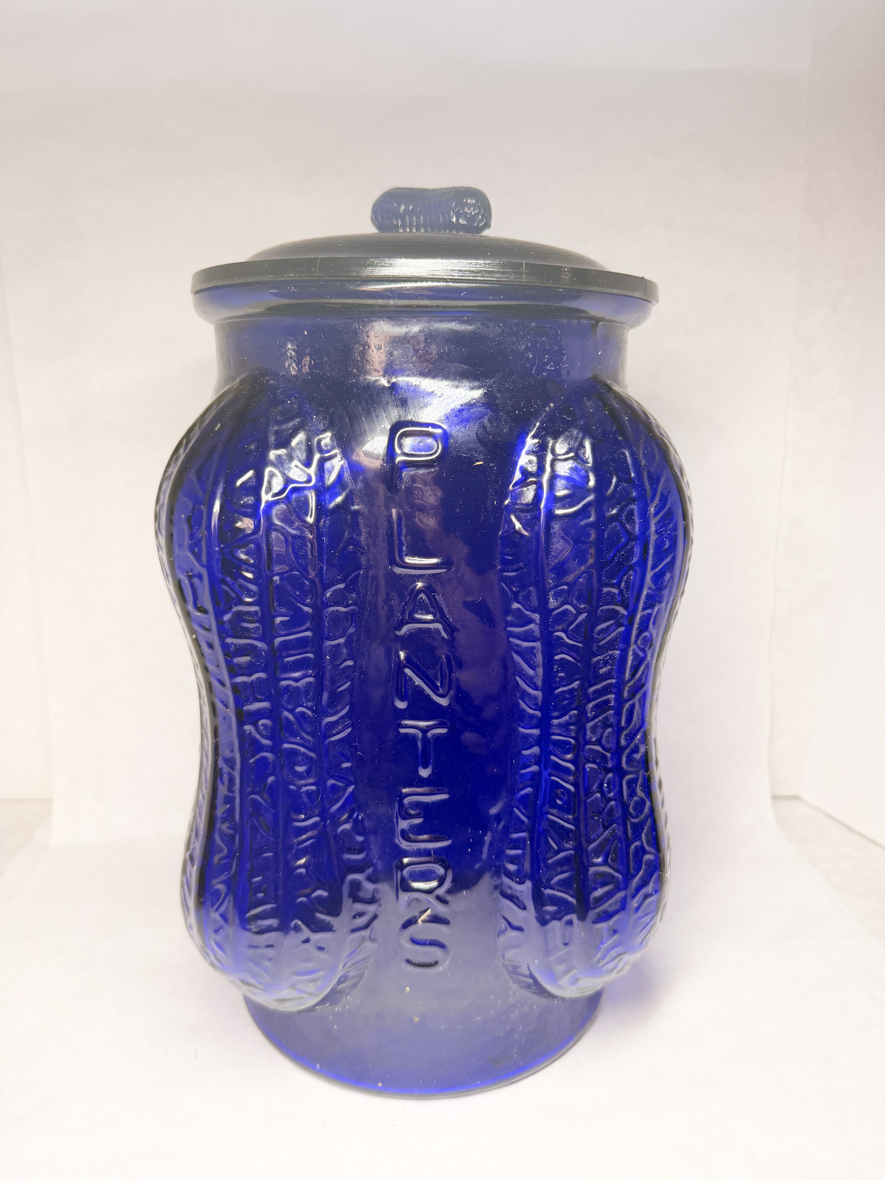 PLANTERS COBALT BLUE GLASS JAR