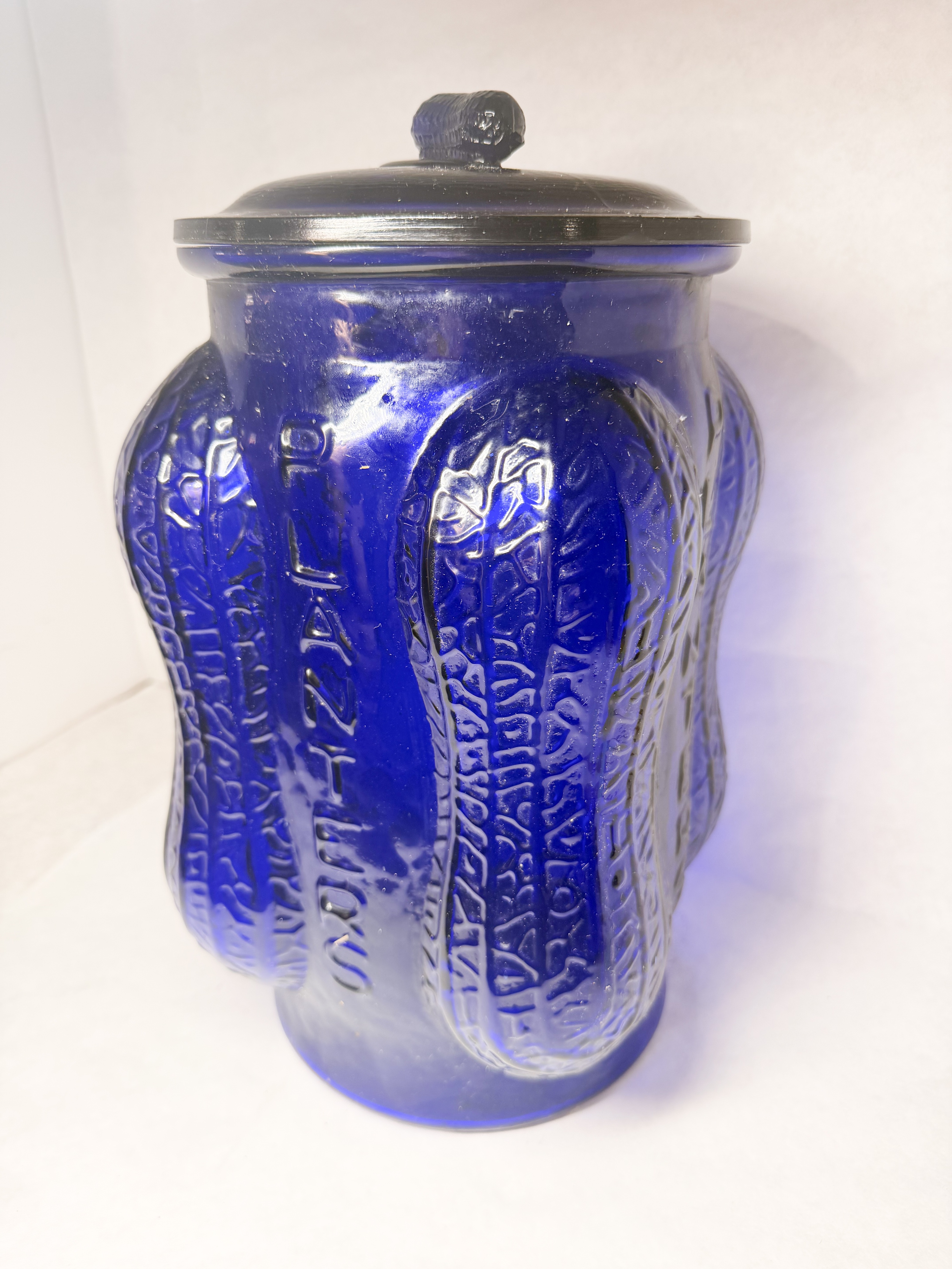 PLANTERS COBALT BLUE GLASS JAR