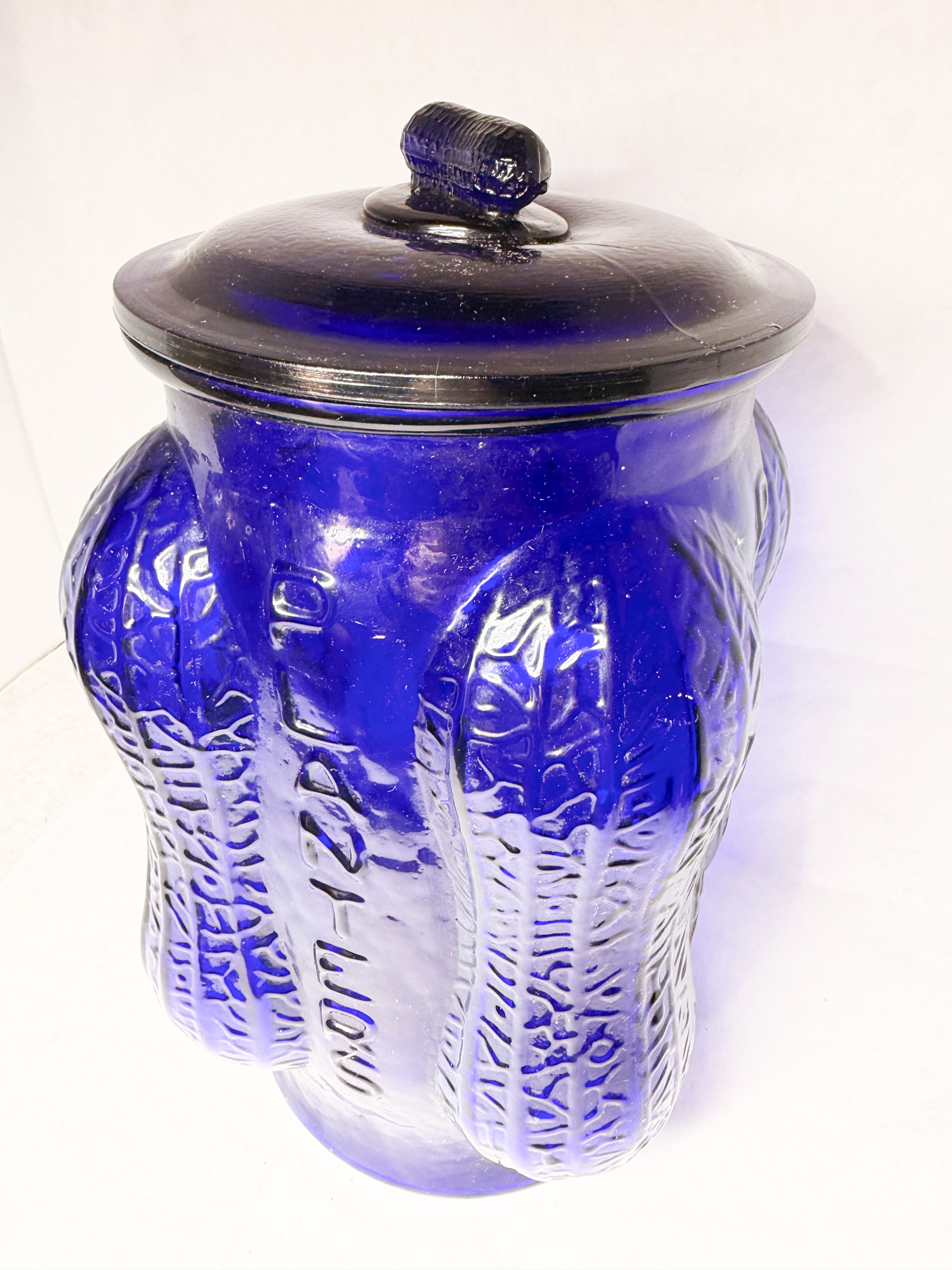 PLANTERS COBALT BLUE GLASS JAR
