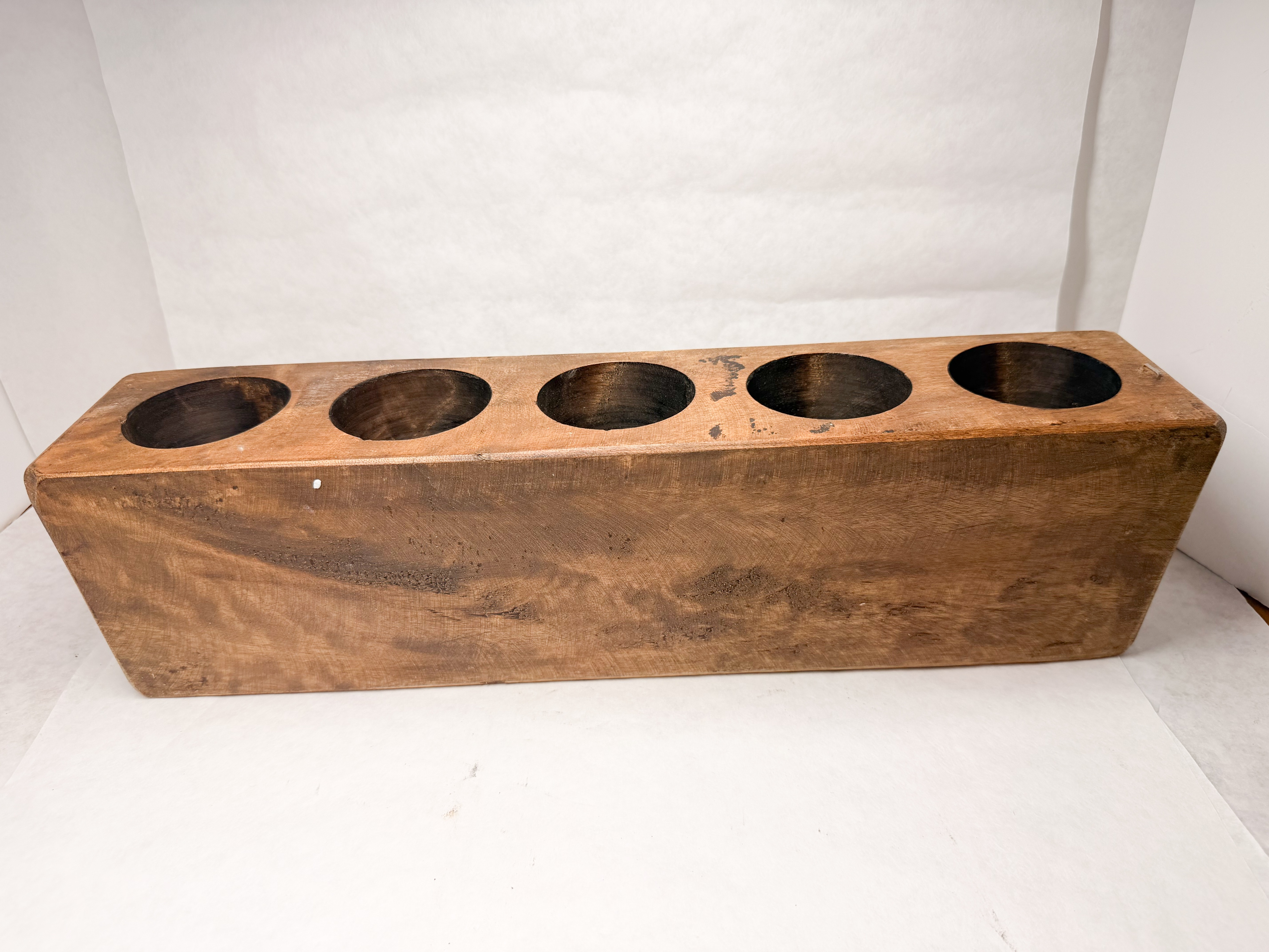 FIVE-HOLE RUSTIC WOODEN SUGAR MOLD