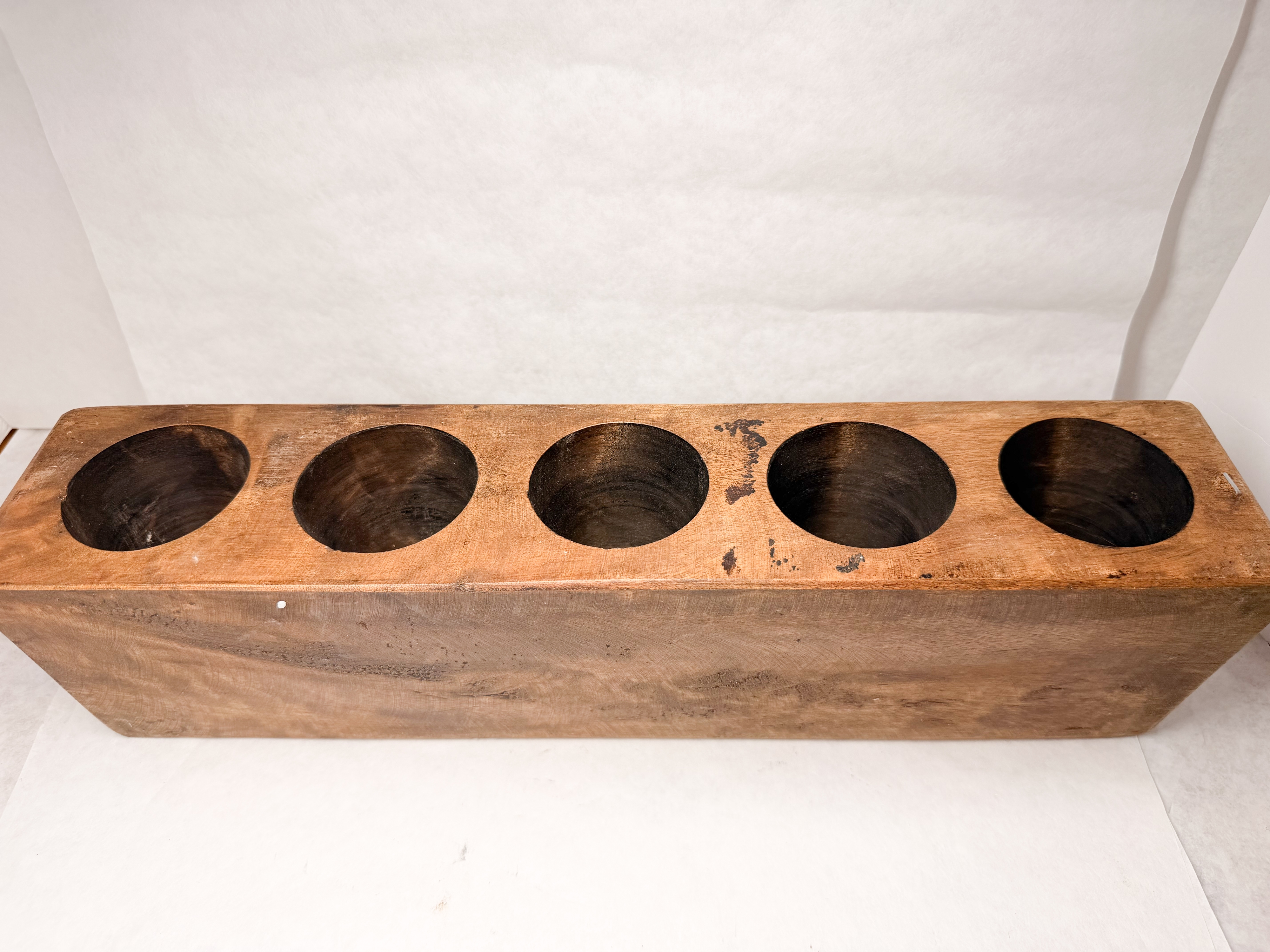 FIVE-HOLE RUSTIC WOODEN SUGAR MOLD