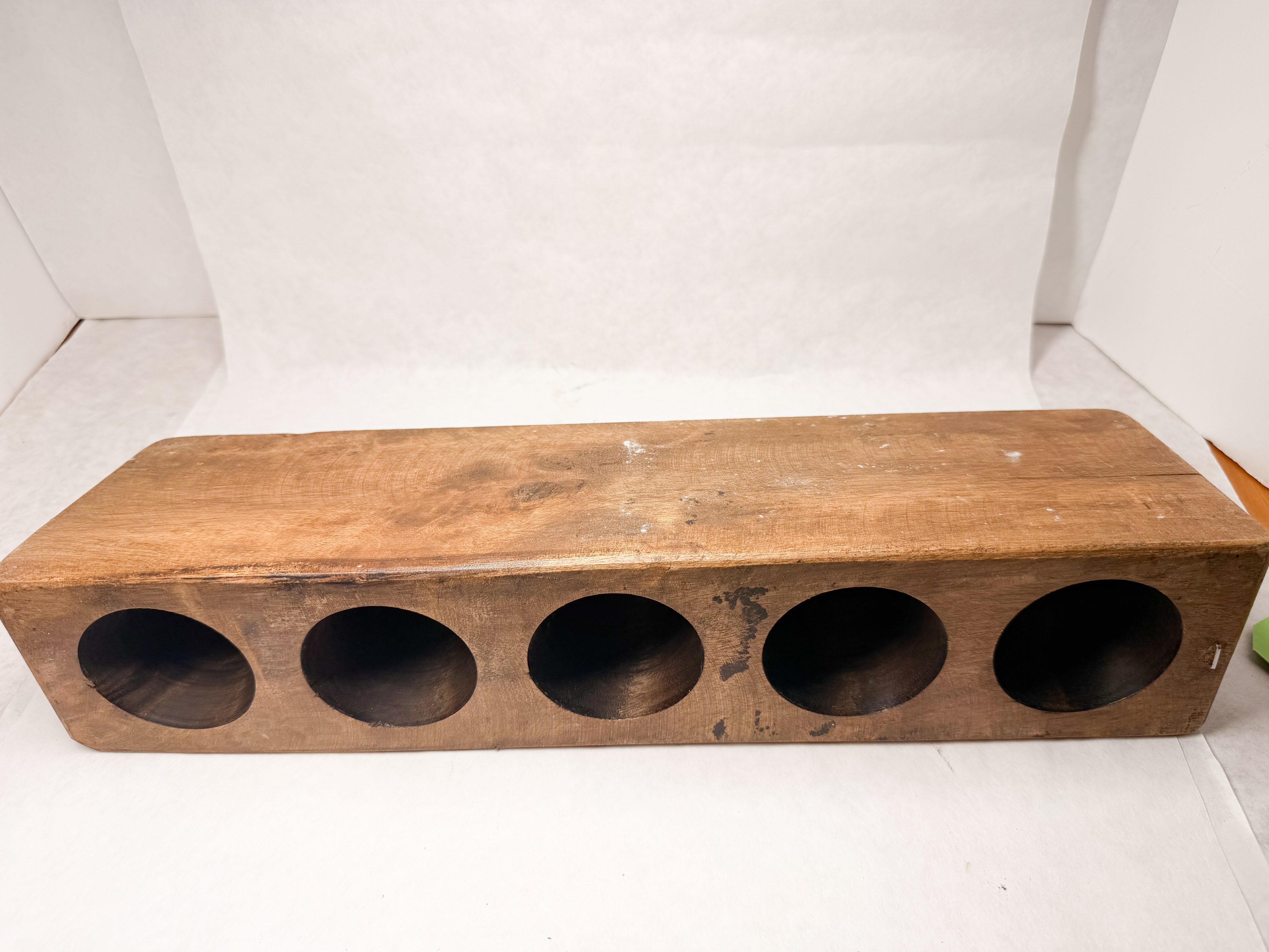 FIVE-HOLE RUSTIC WOODEN SUGAR MOLD