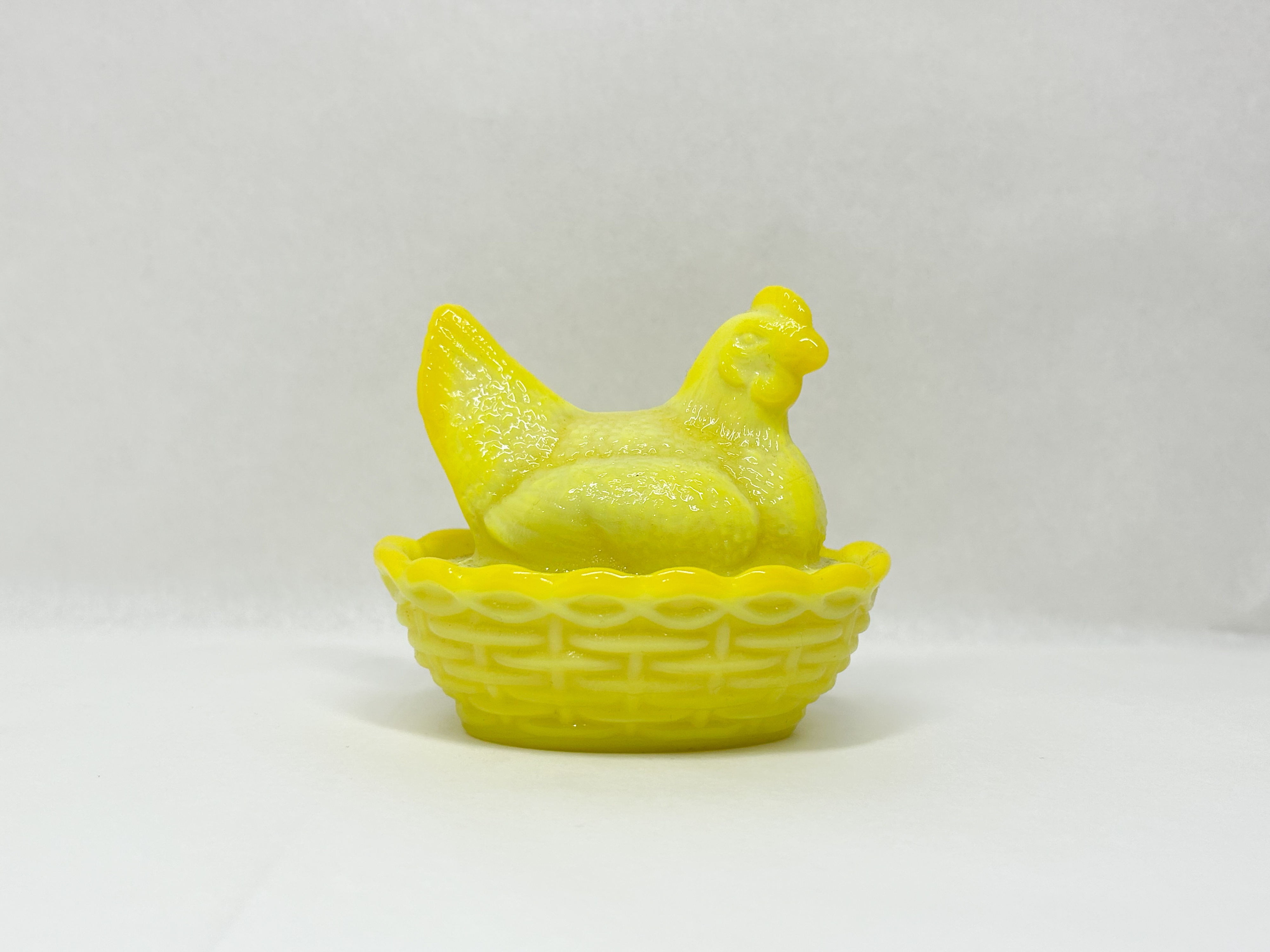 MOSSER YELLOW MILK GLASS HEN ON NEST