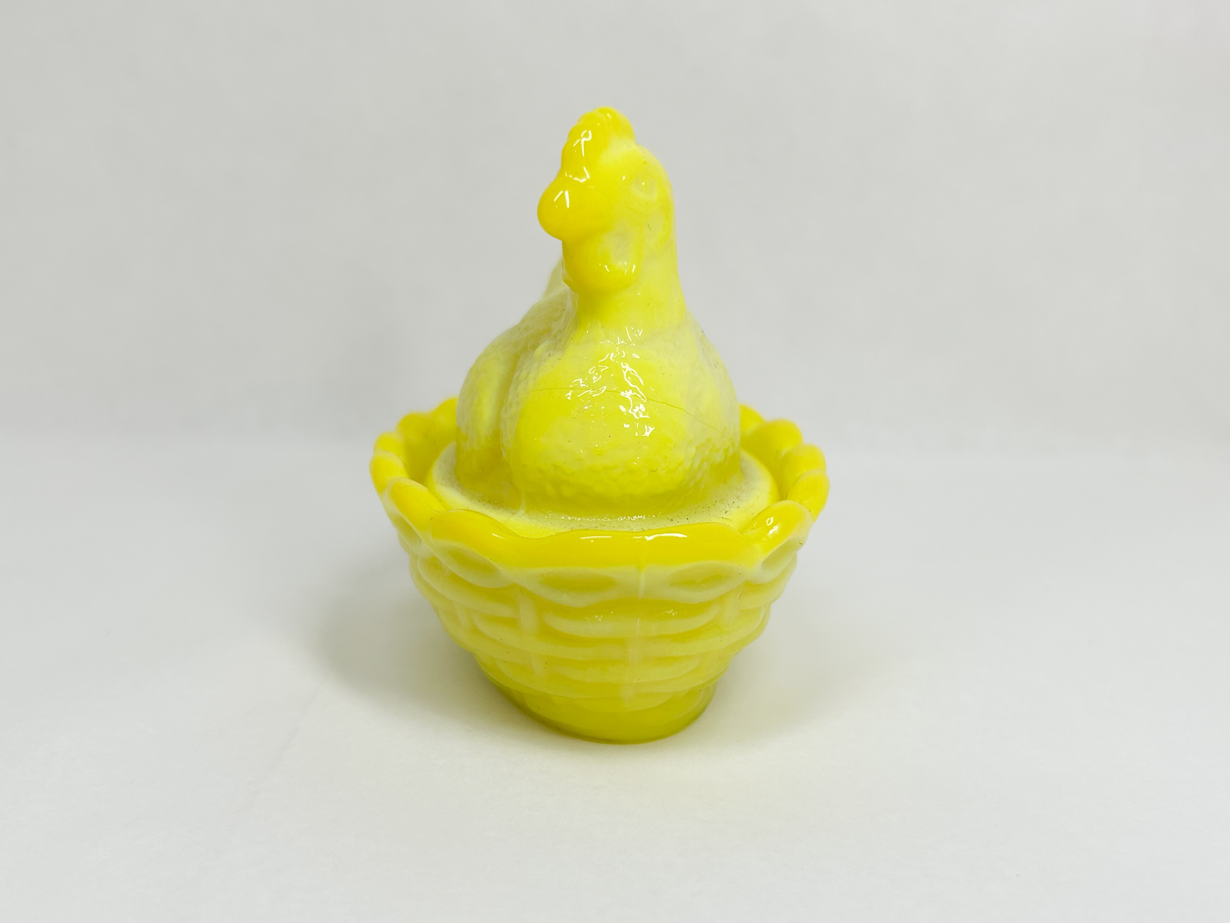 MOSSER YELLOW MILK GLASS HEN ON NEST