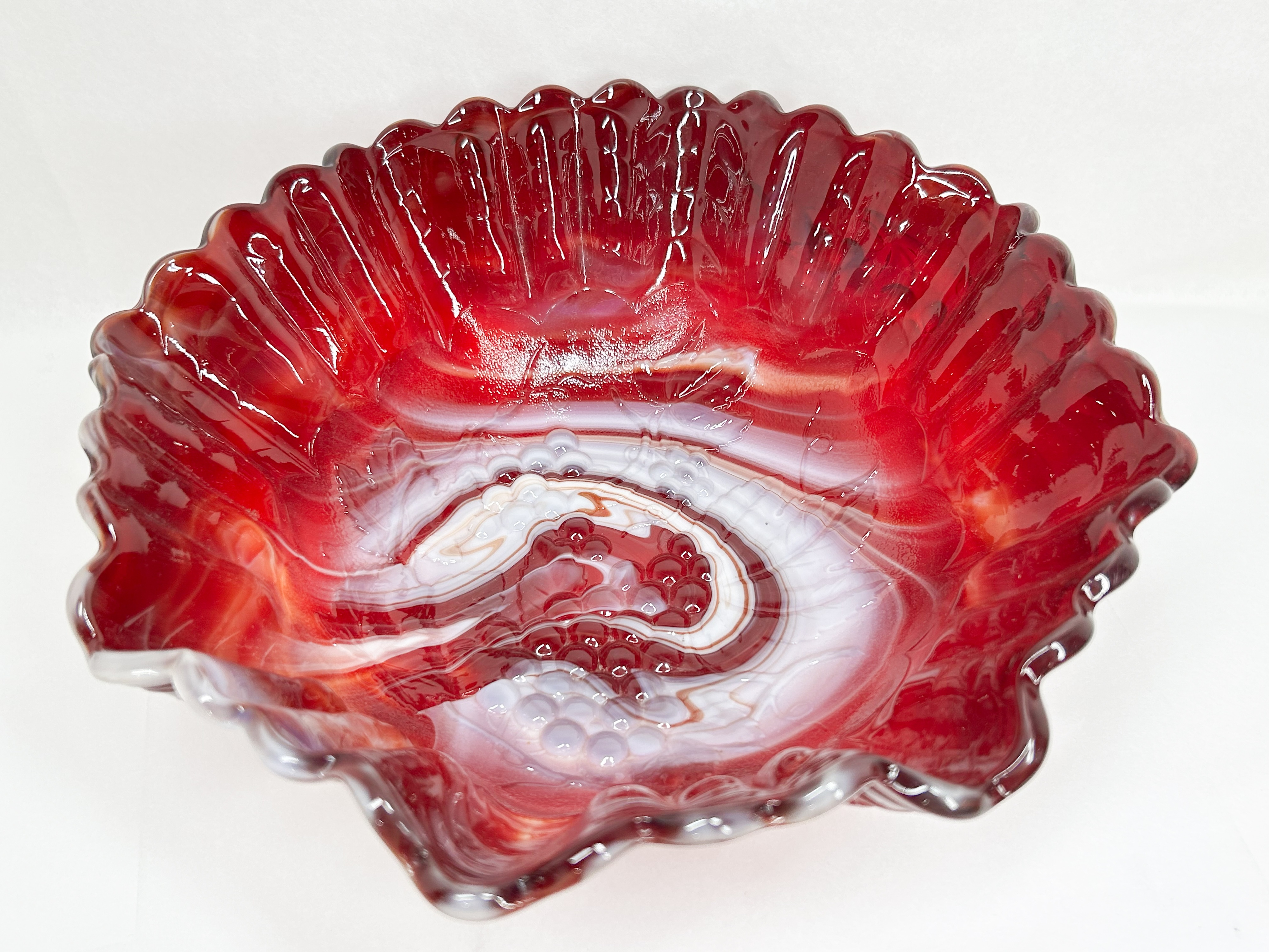 IMPERIAL RED SLAG GLASS GRAPE BOWL