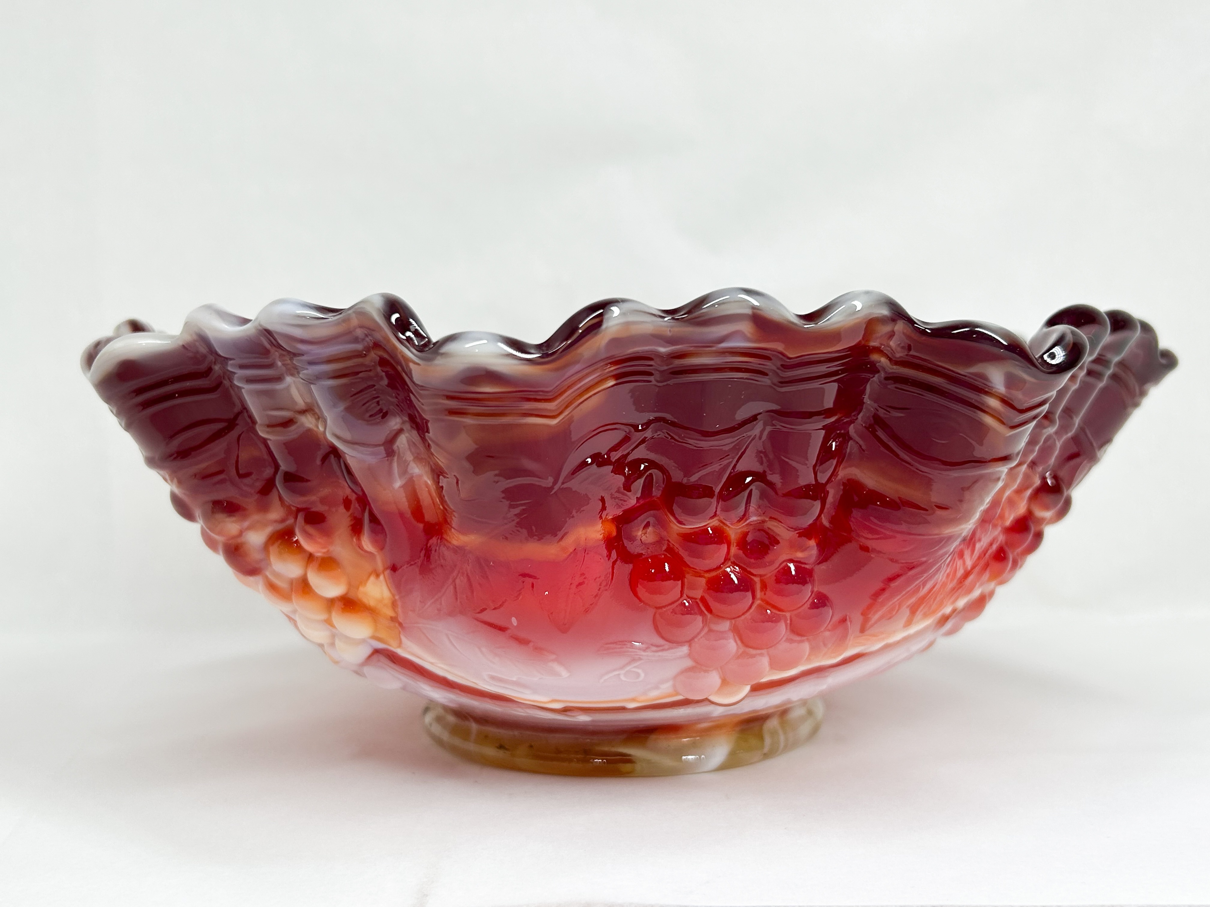 IMPERIAL RED SLAG GLASS GRAPE BOWL