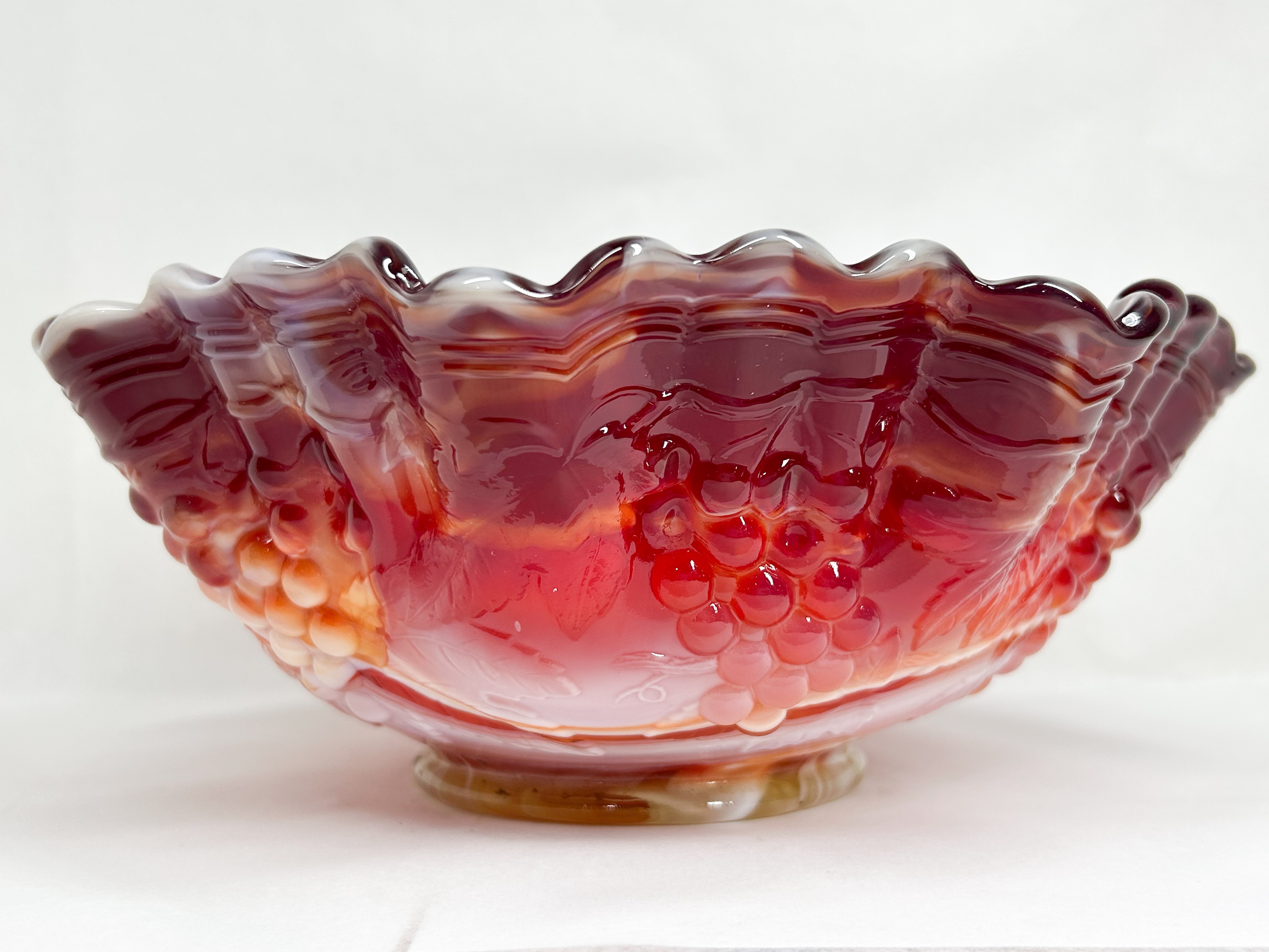 IMPERIAL RED SLAG GLASS GRAPE BOWL