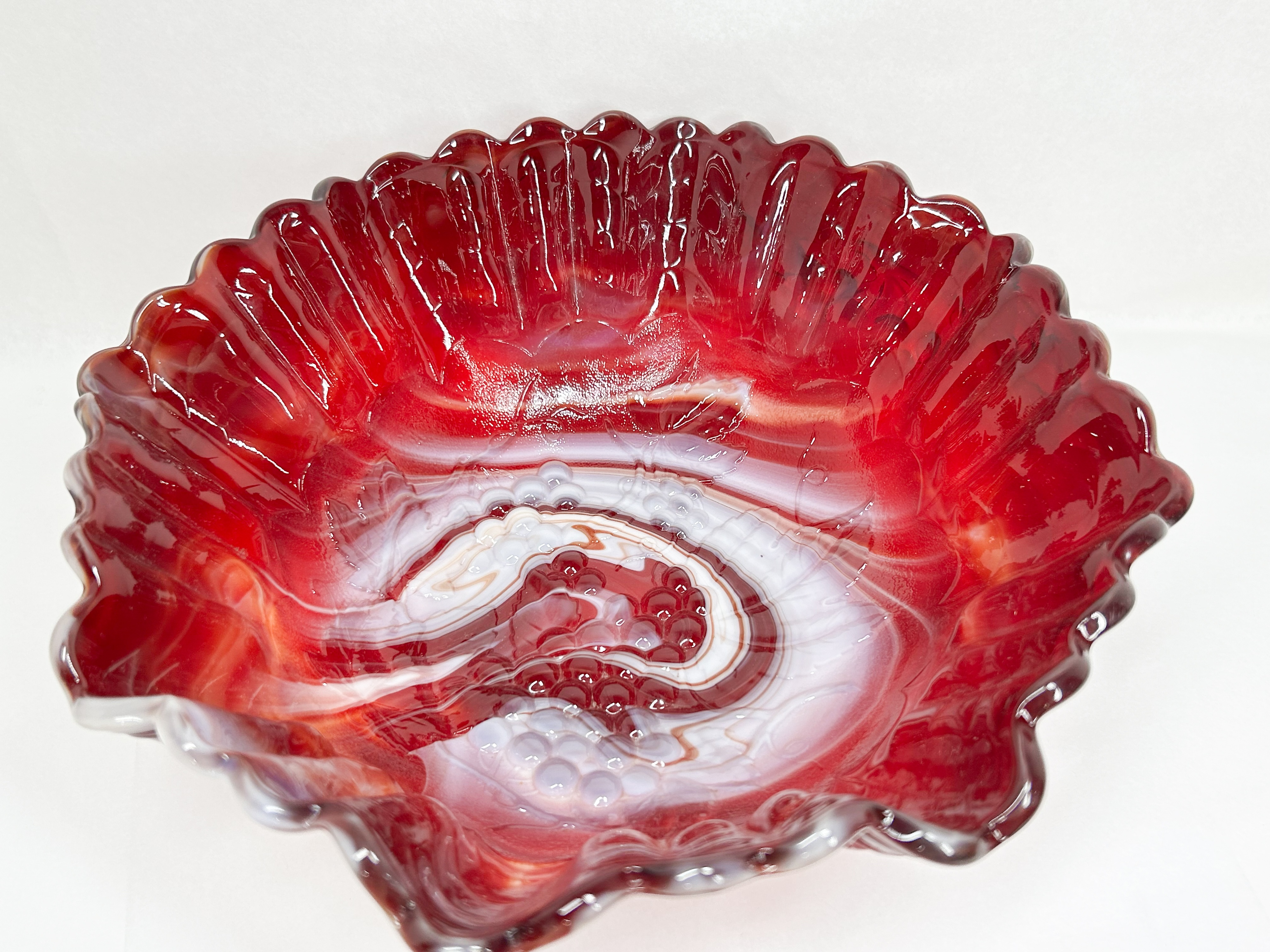 IMPERIAL RED SLAG GLASS GRAPE BOWL