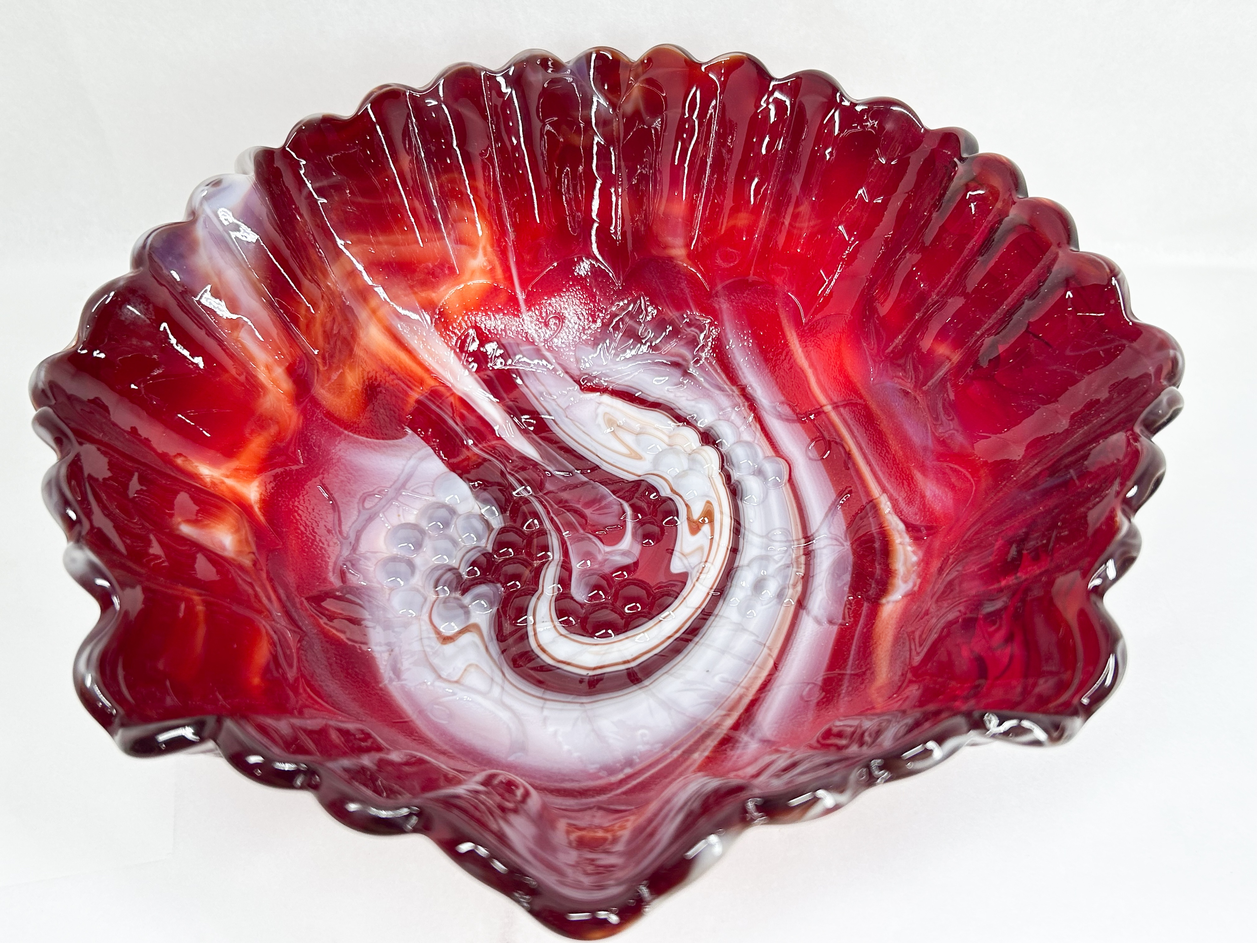 IMPERIAL RED SLAG GLASS GRAPE BOWL
