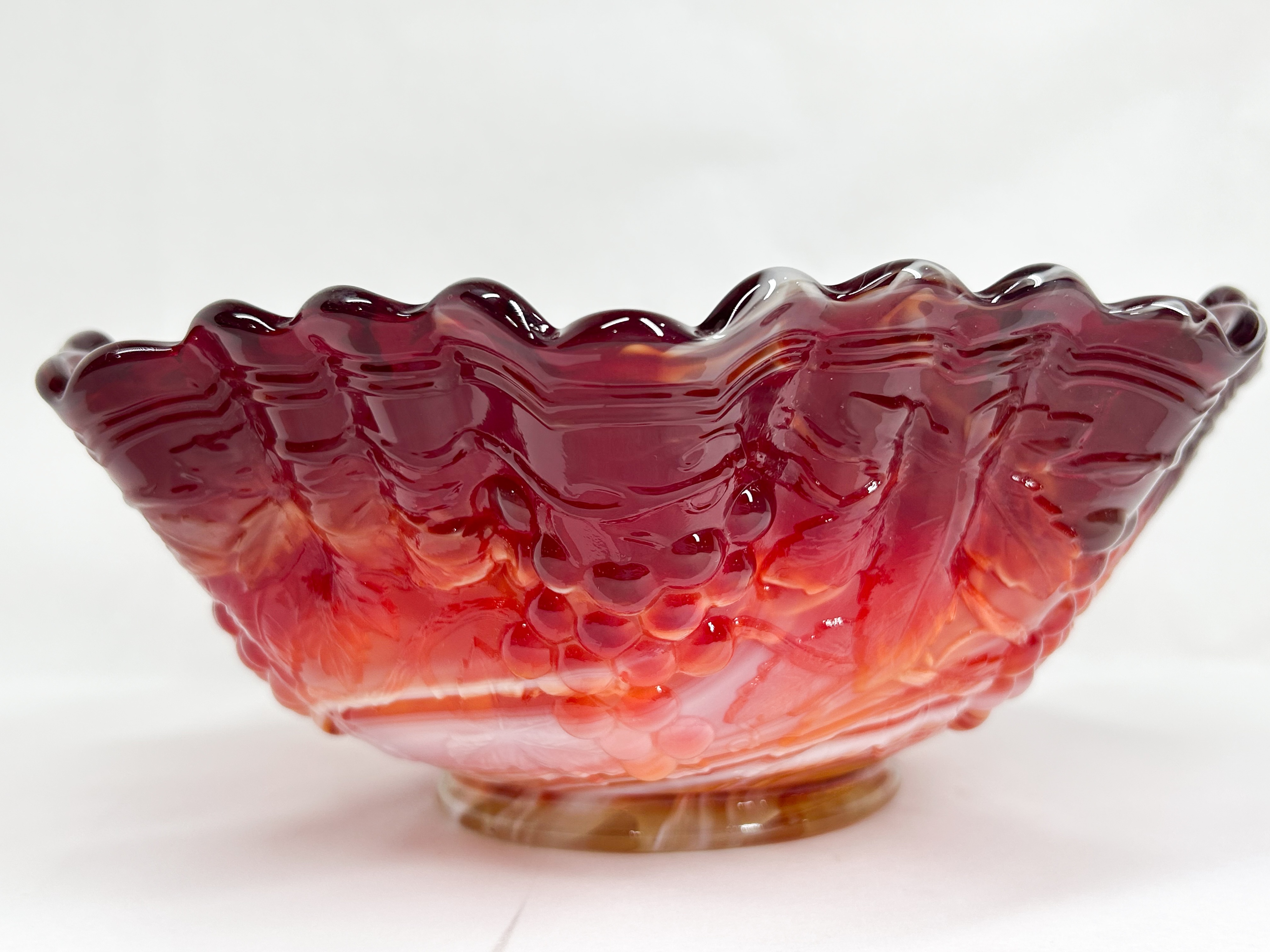 IMPERIAL RED SLAG GLASS GRAPE BOWL