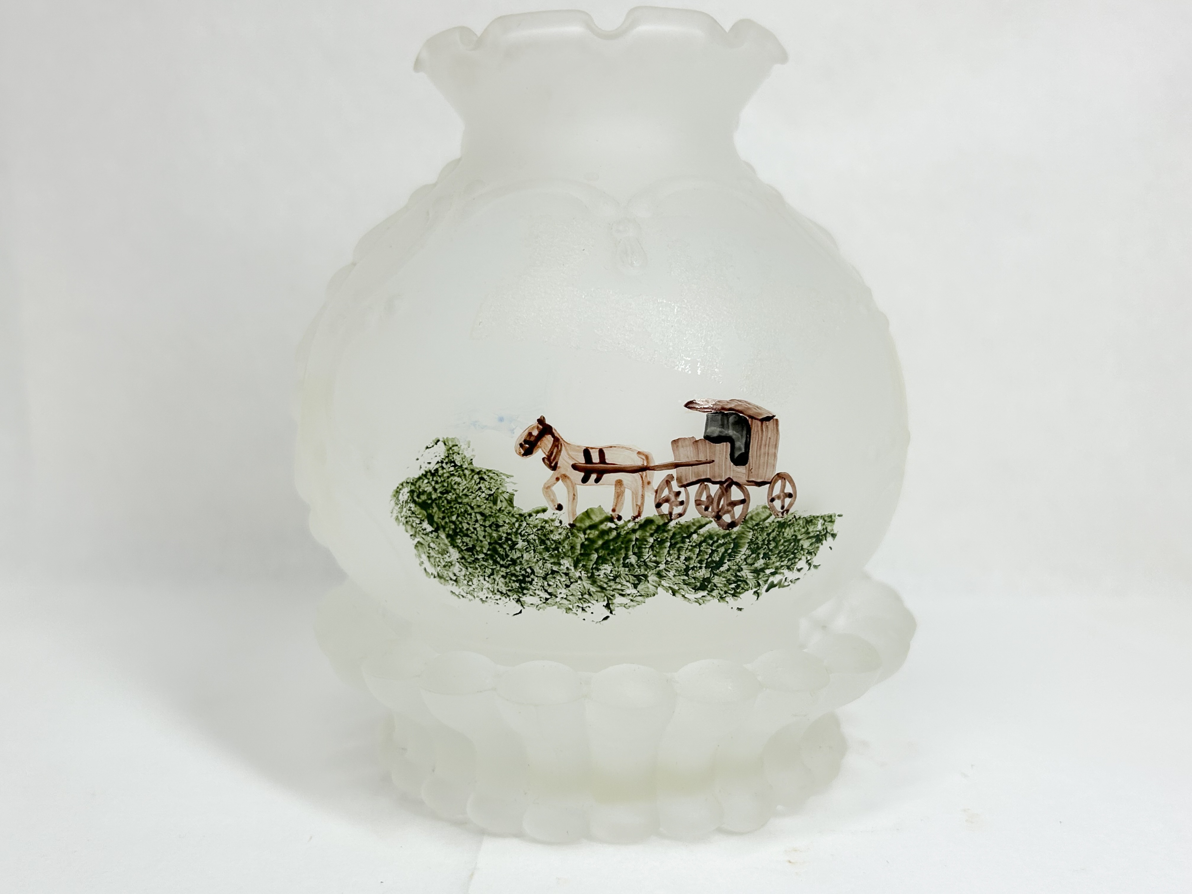 FROSTED MILK GLASS HURRICANE LAMP SHADE