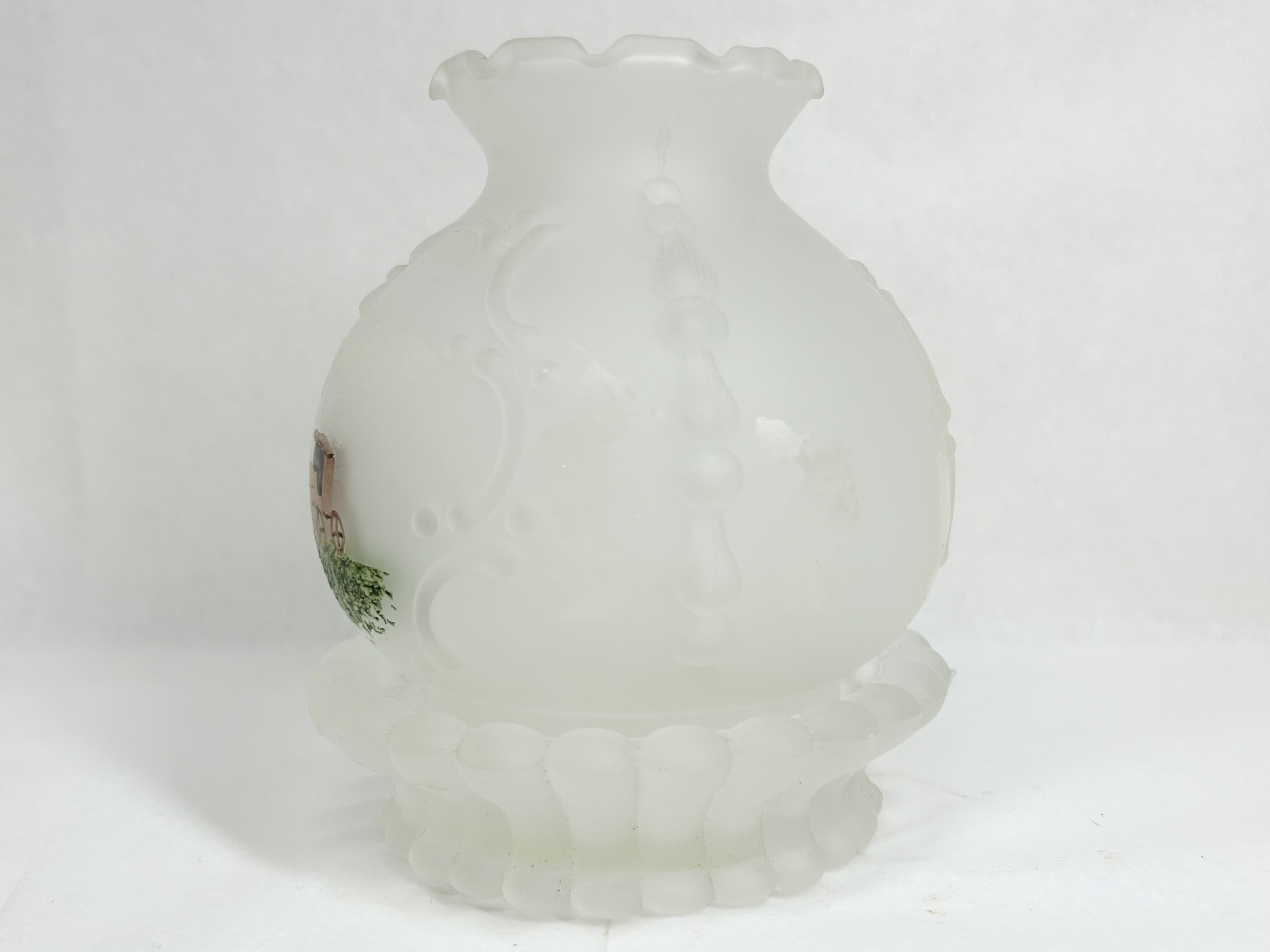FROSTED MILK GLASS HURRICANE LAMP SHADE