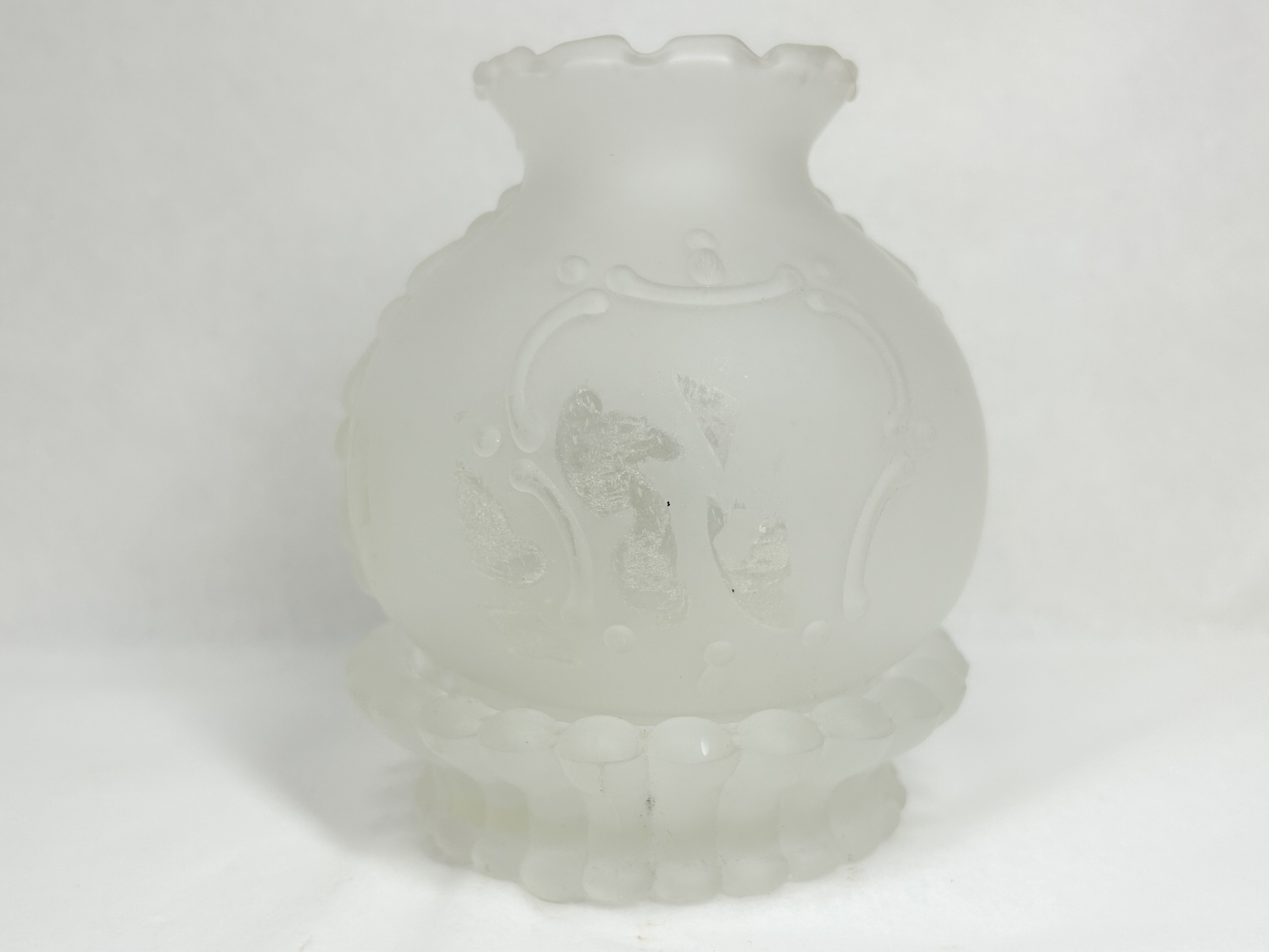 FROSTED MILK GLASS HURRICANE LAMP SHADE