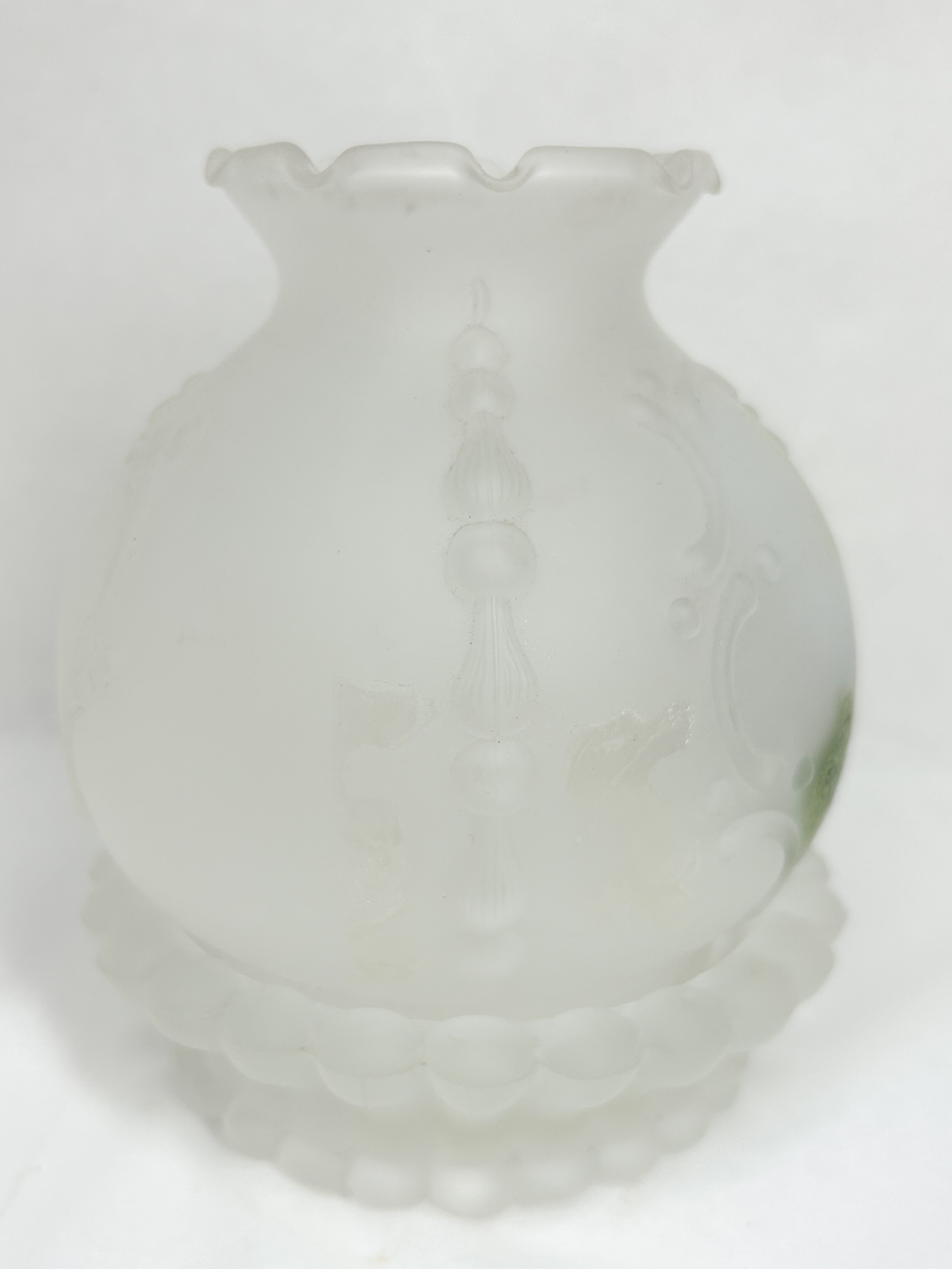 FROSTED MILK GLASS HURRICANE LAMP SHADE
