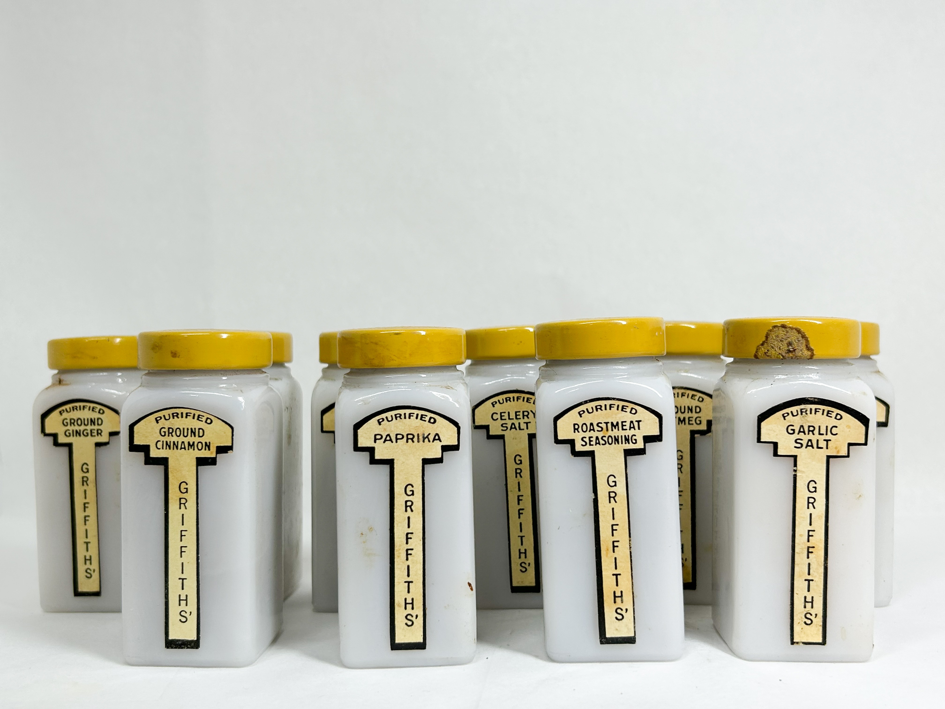 GRIFFITH'S MILK GLASS SPICE JAR COLLECTION