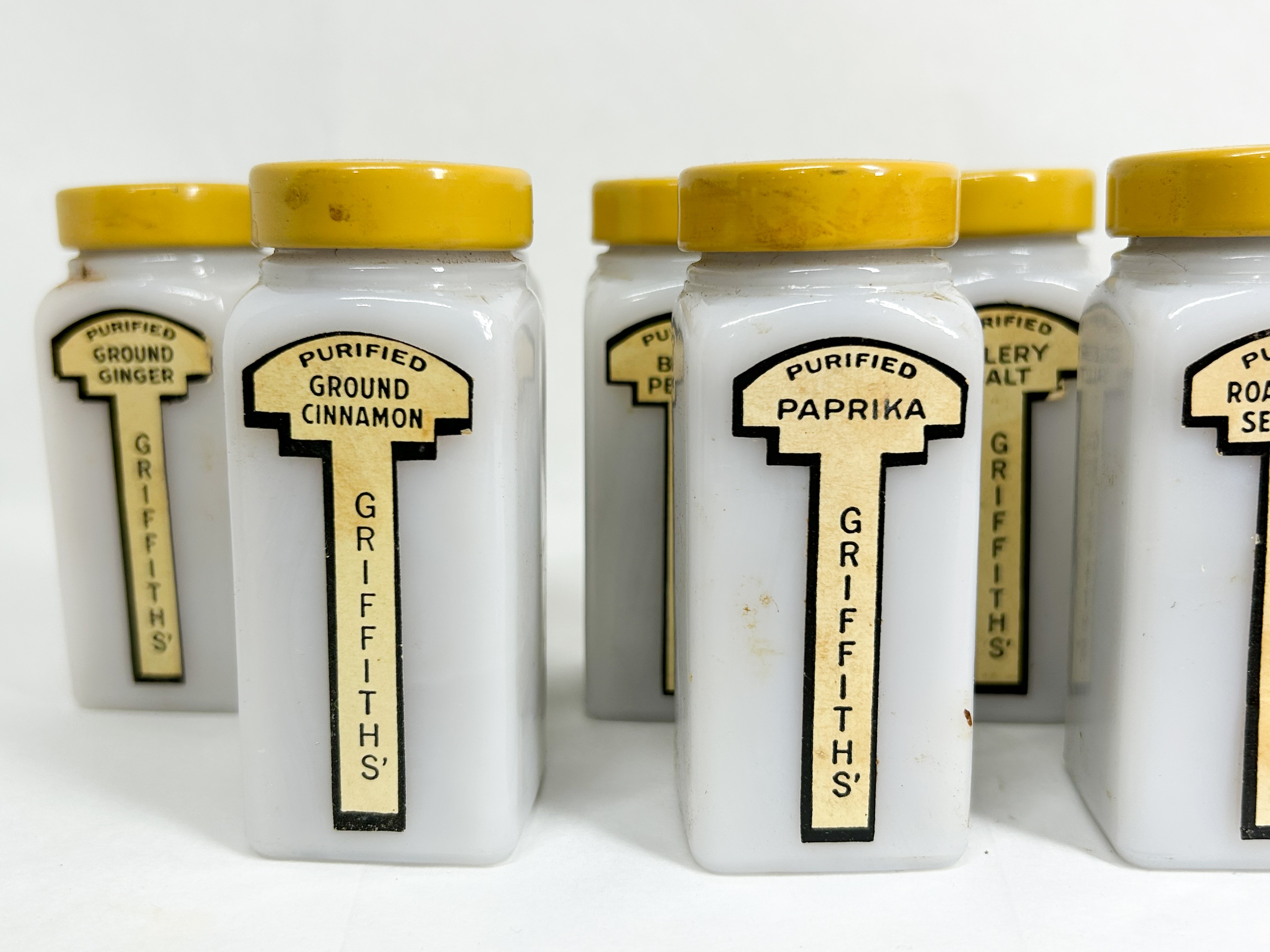 GRIFFITH'S MILK GLASS SPICE JAR COLLECTION