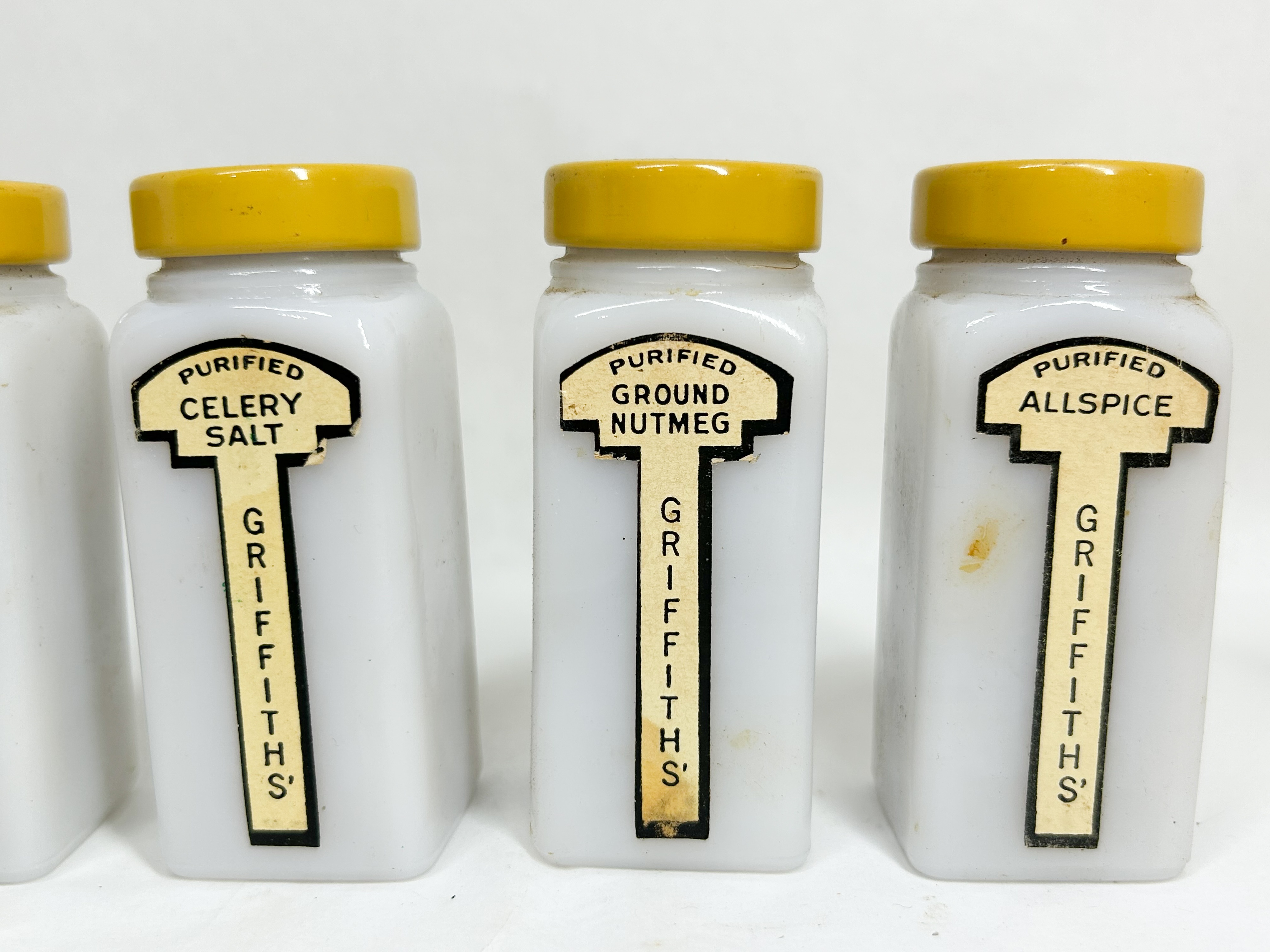 GRIFFITH'S MILK GLASS SPICE JAR COLLECTION
