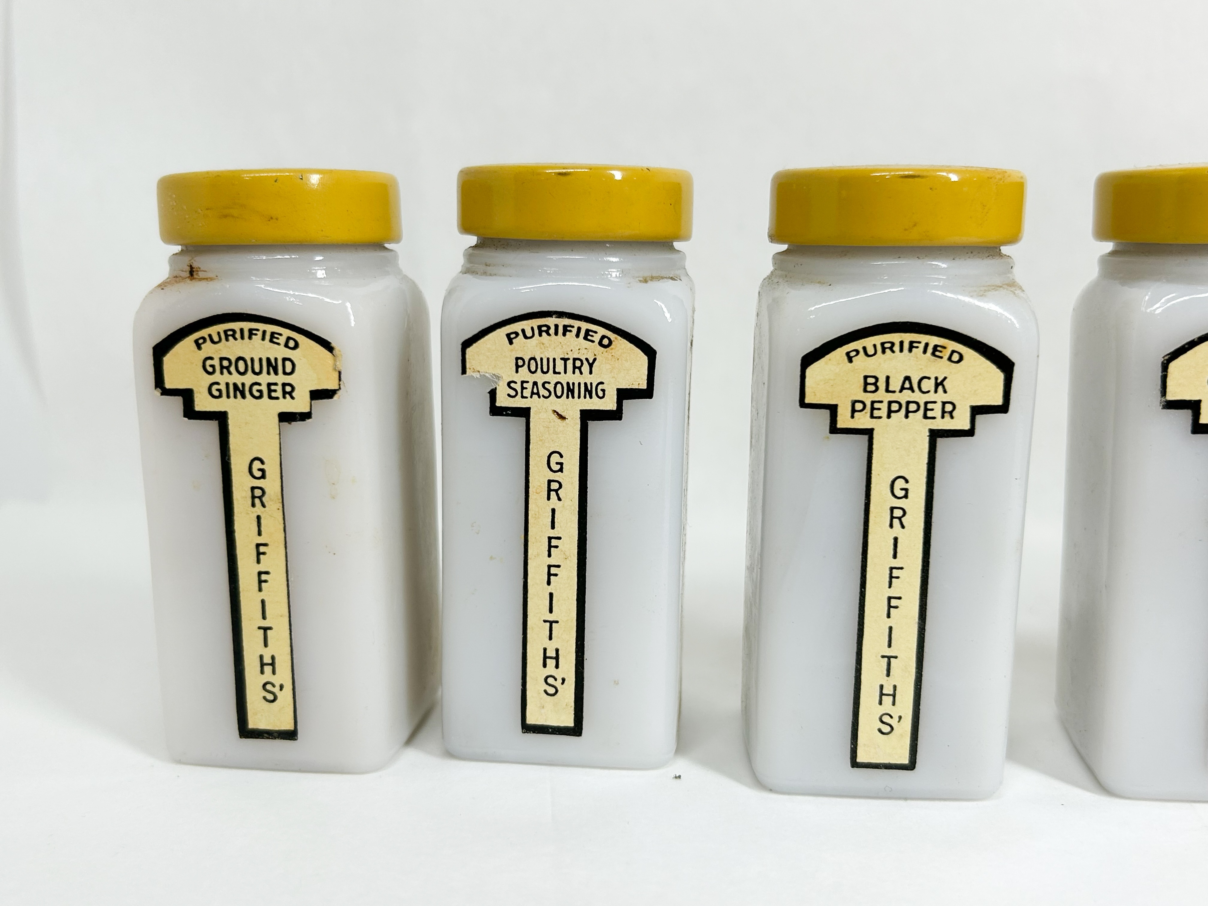 GRIFFITH'S MILK GLASS SPICE JAR COLLECTION