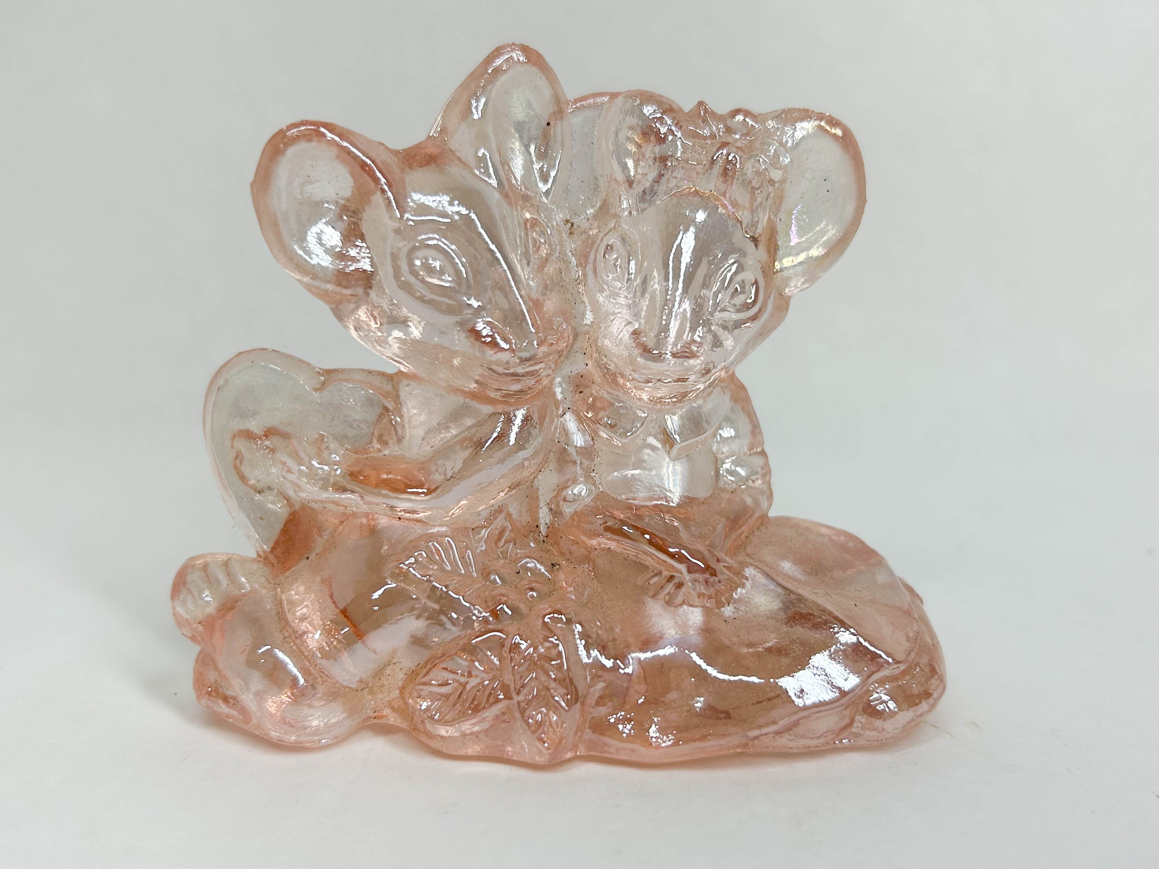 IRIDESCENT GLASS MICE PINK