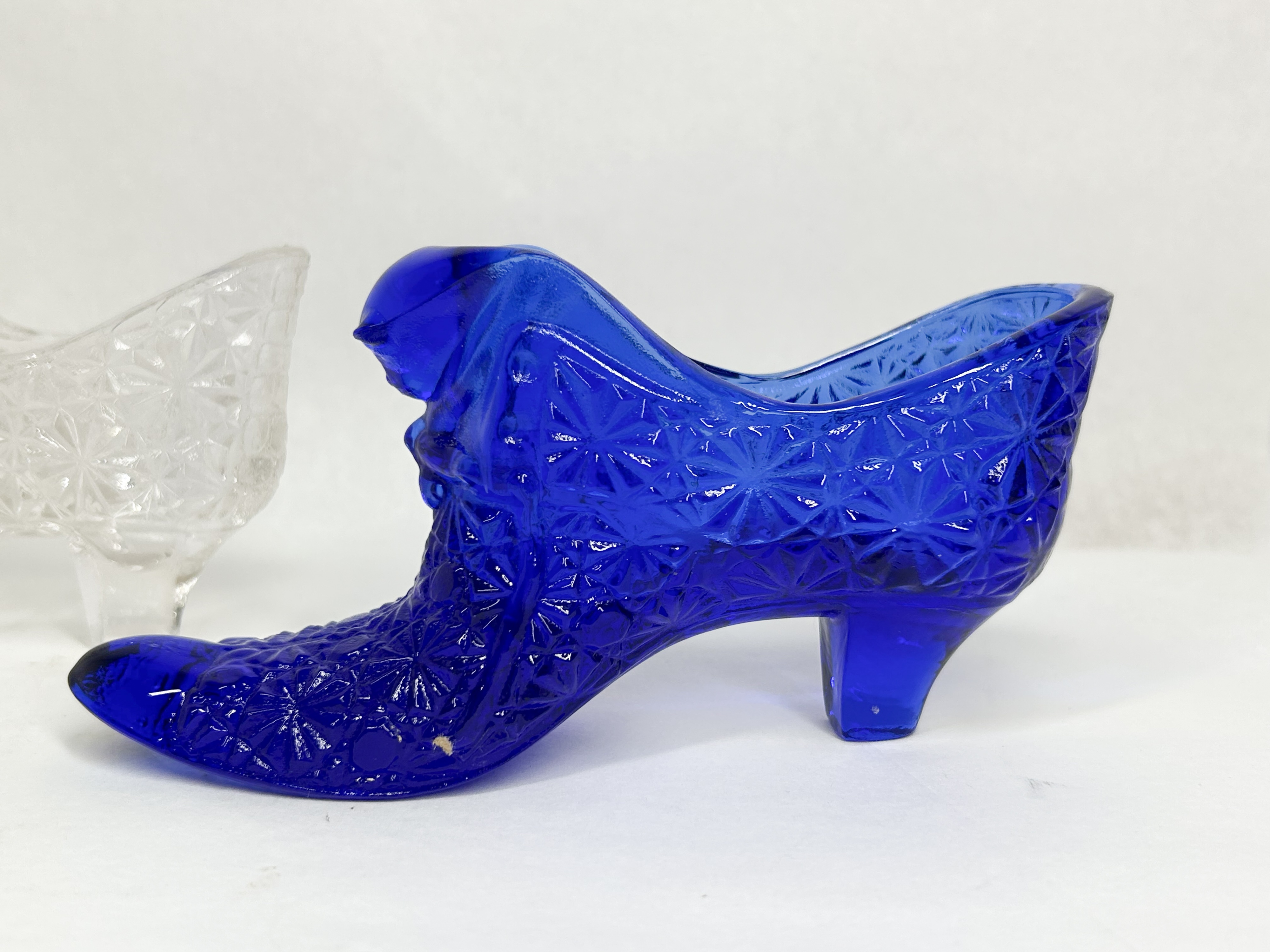 TRIO OF GLASS CAT HEAD SLIPPERS