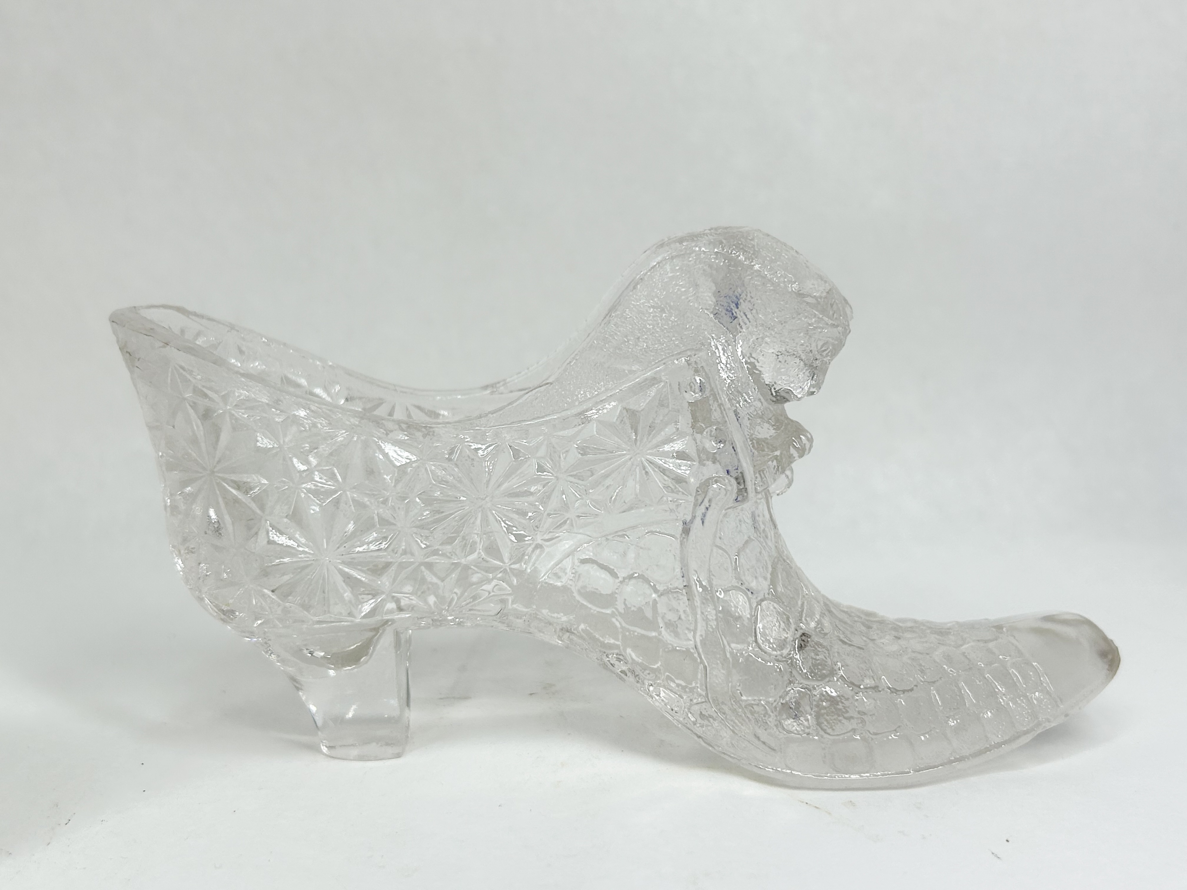 TRIO OF GLASS CAT HEAD SLIPPERS