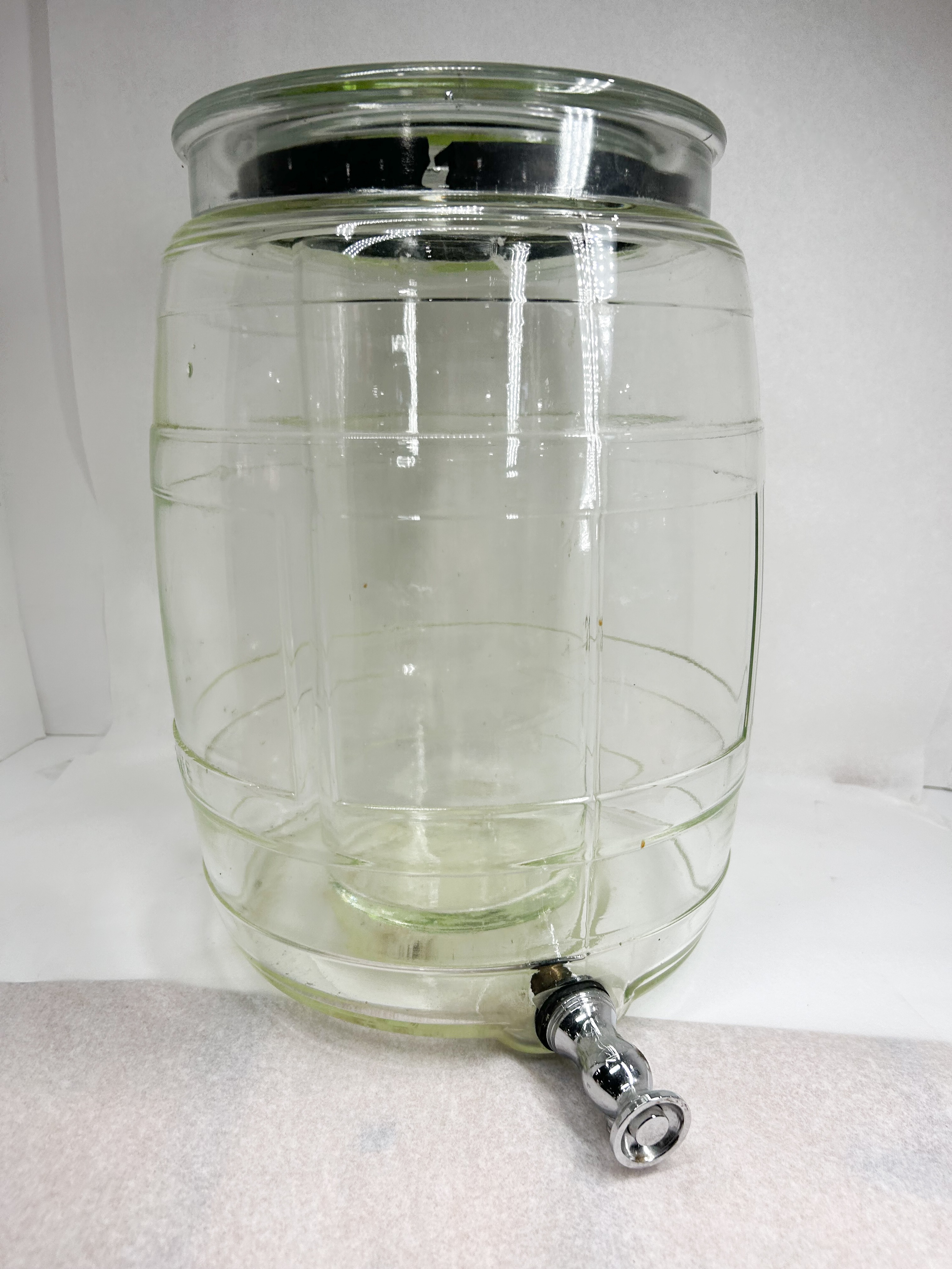 MCKEE GLASS BARREL BEVERAGE DISPENSER