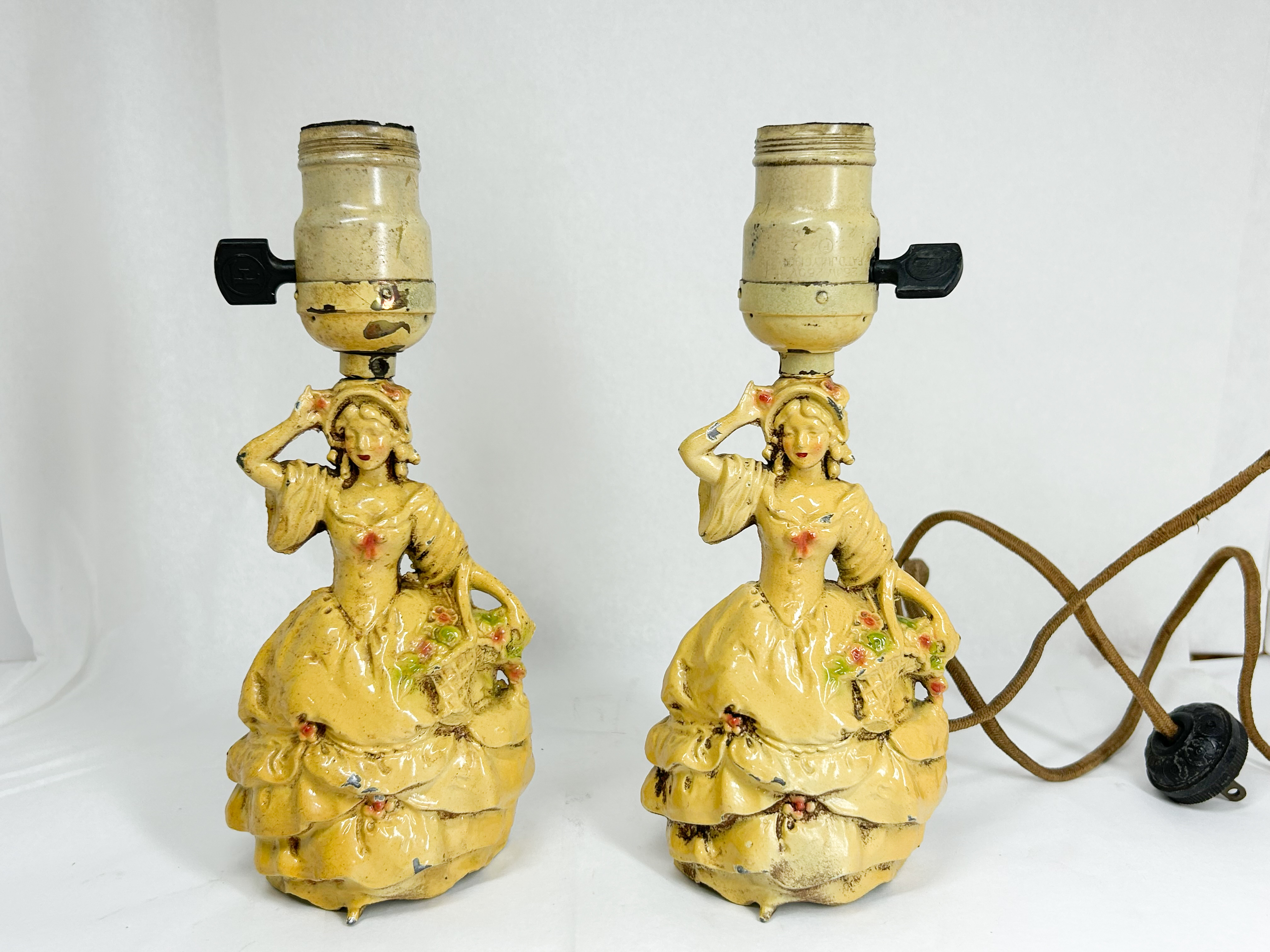 PAIR OF FIGURAL SPELTER BOUDOIR LAMPS