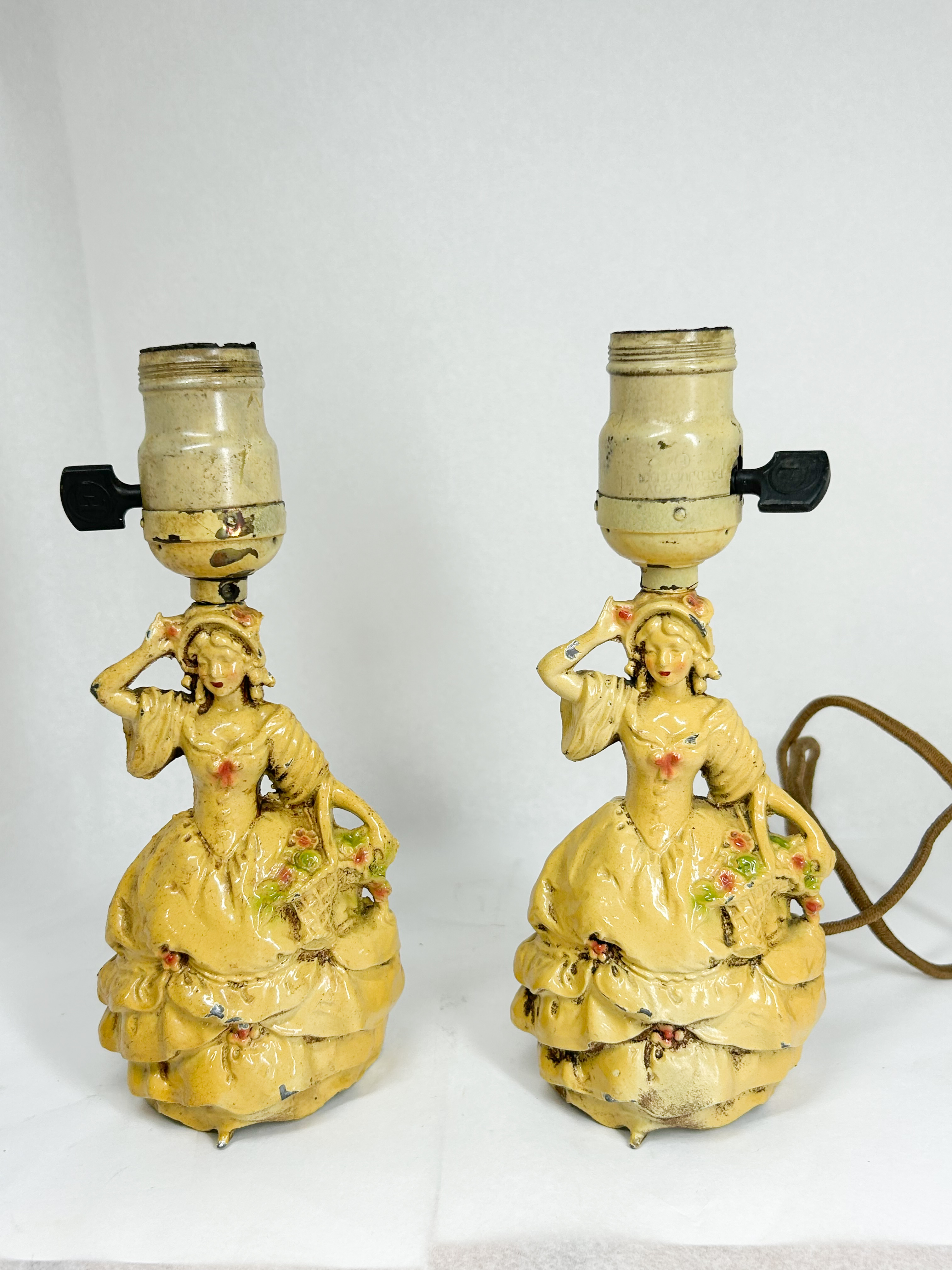 PAIR OF FIGURAL SPELTER BOUDOIR LAMPS