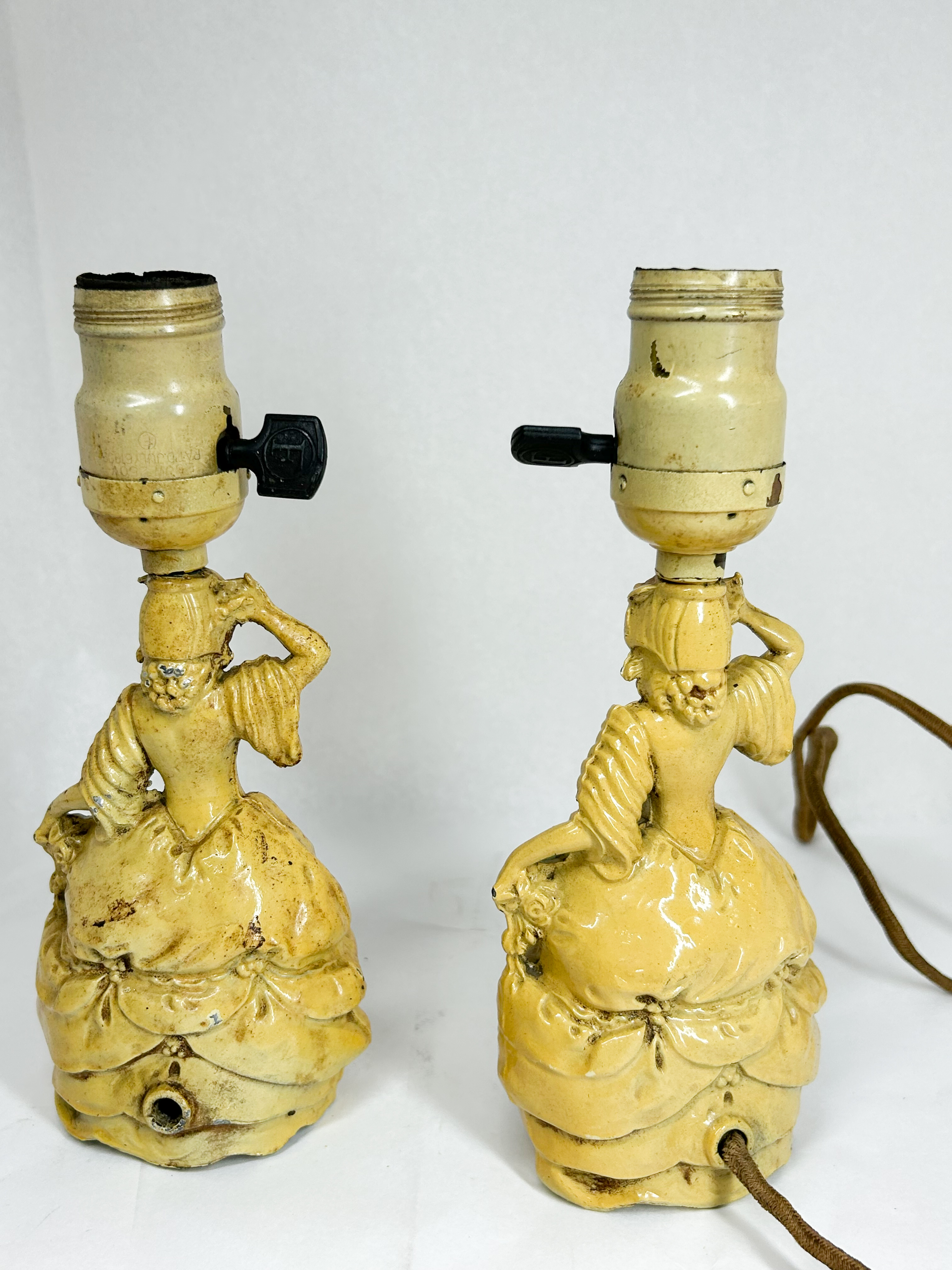 PAIR OF FIGURAL SPELTER BOUDOIR LAMPS