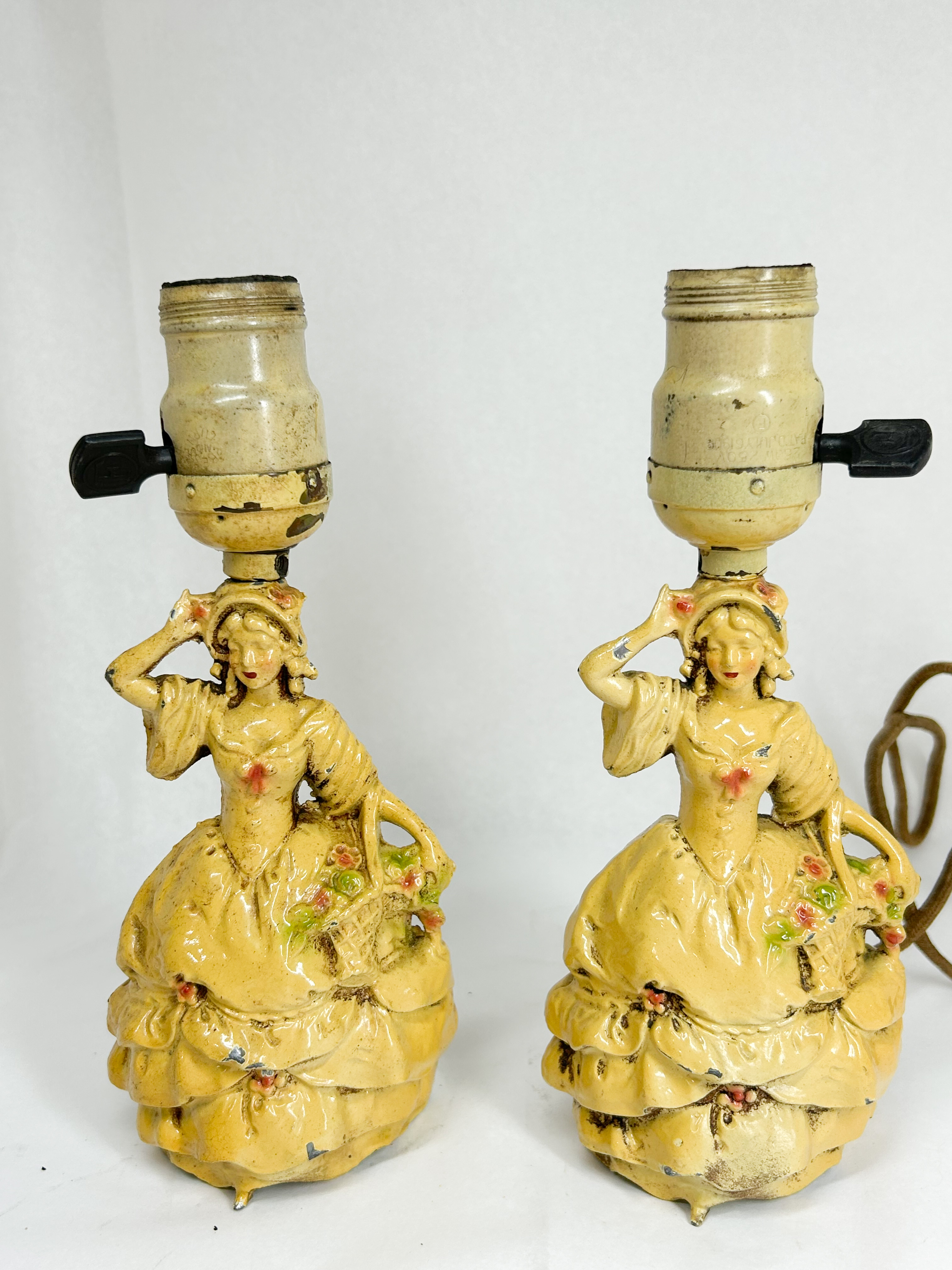 PAIR OF FIGURAL SPELTER BOUDOIR LAMPS