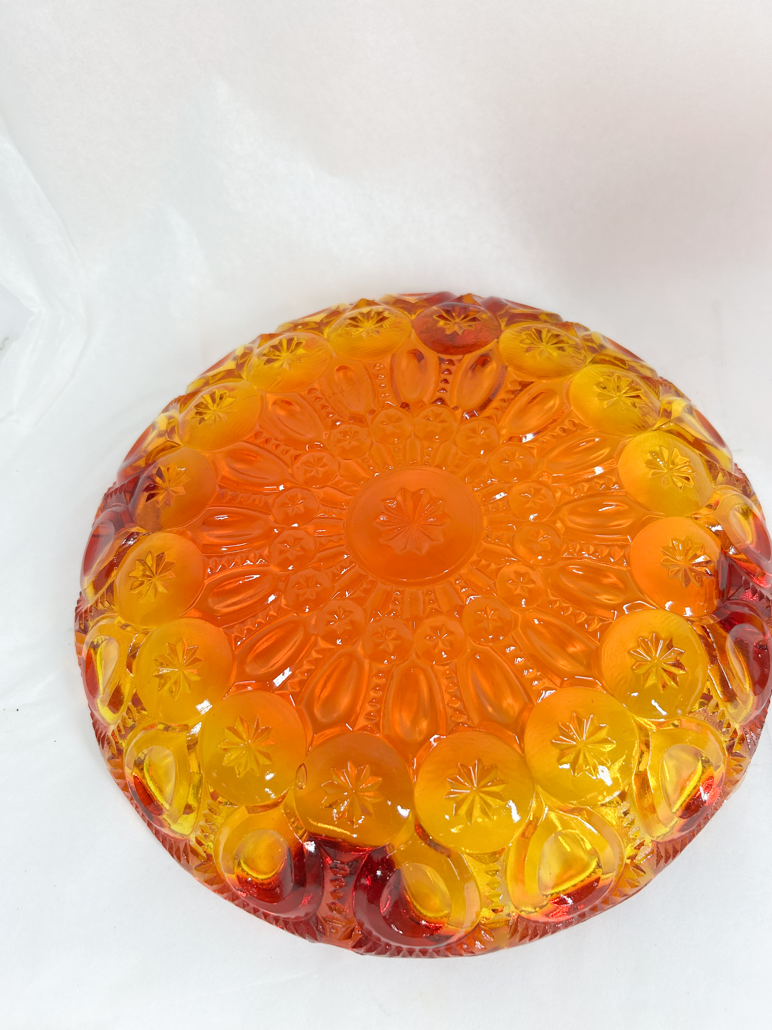 TWO PIECES OF MOON AND STAR AMBERINA GLASS