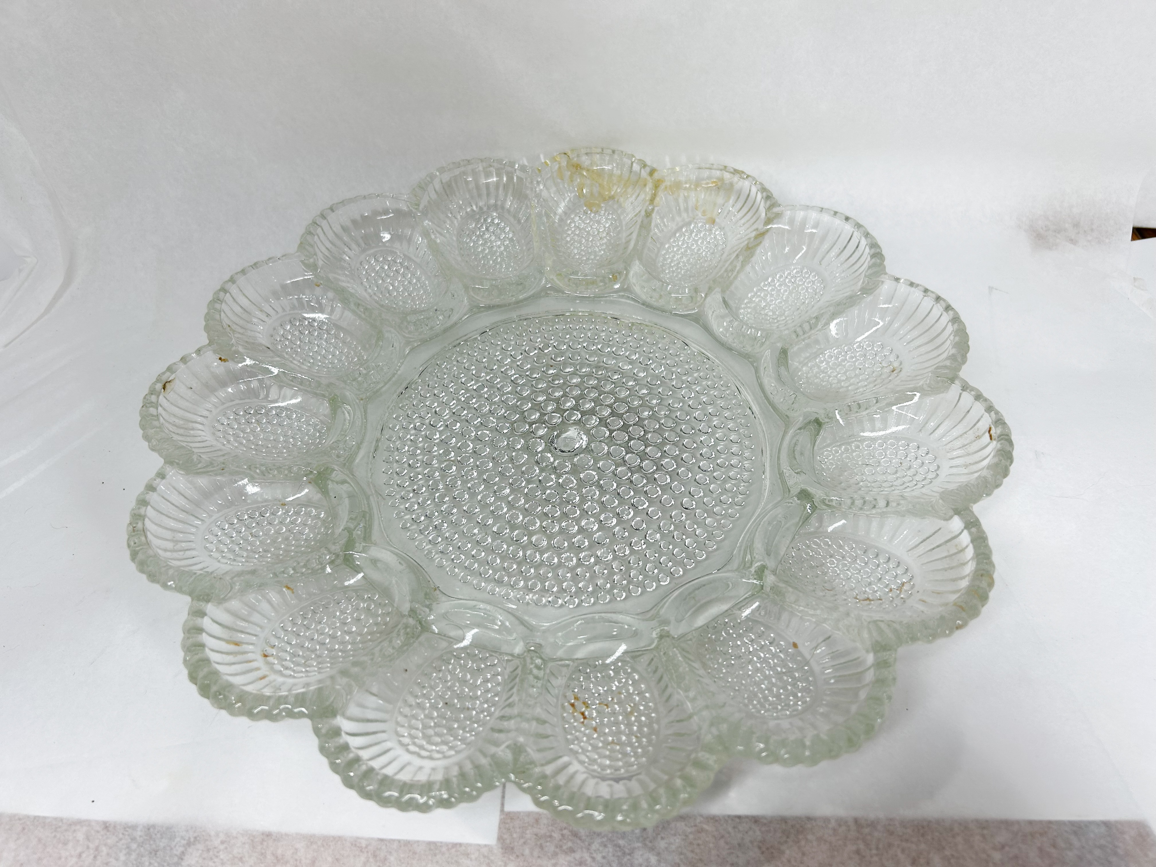 PRESSED GLASS DEVILED EGG PLATTER