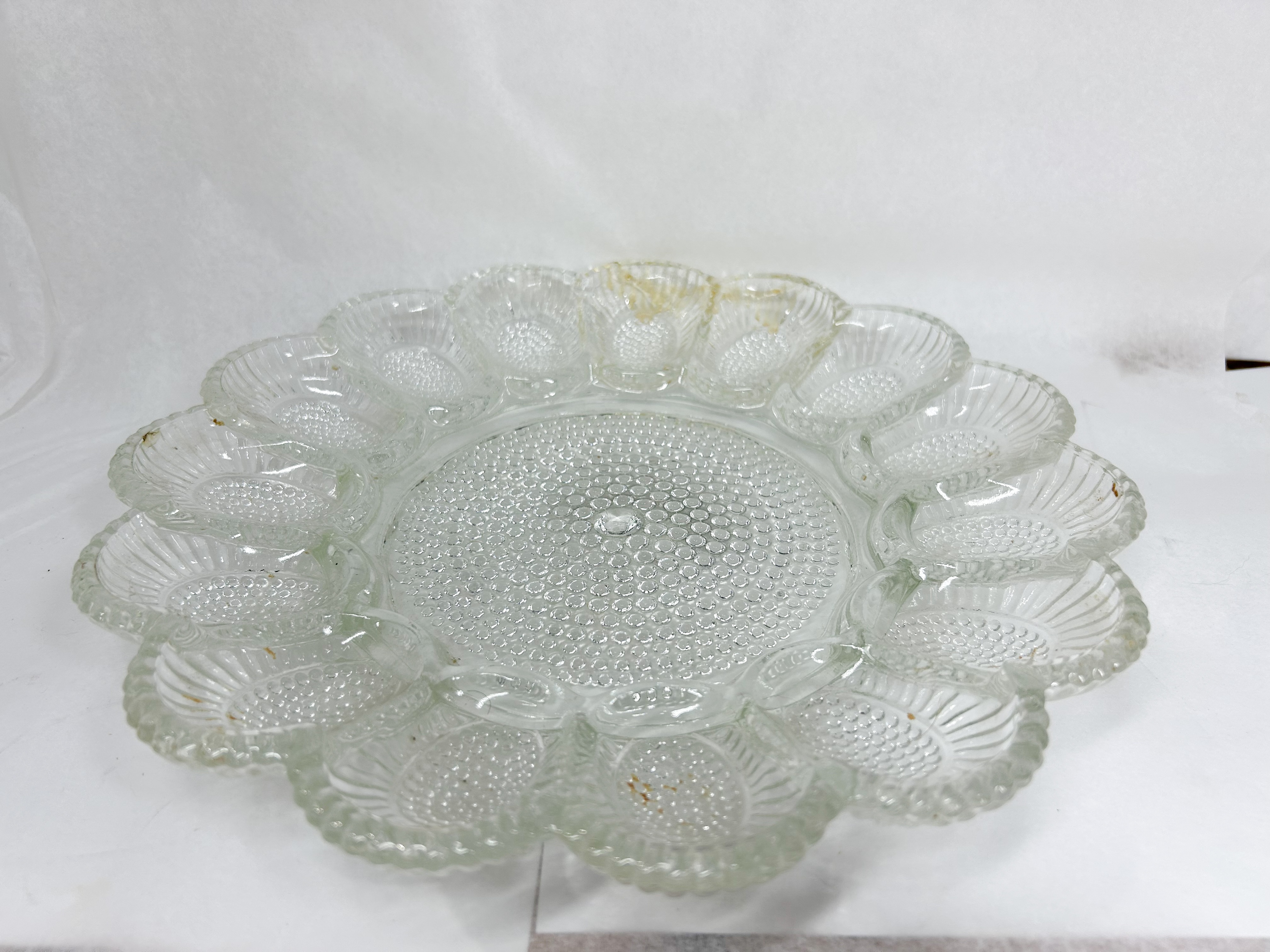 PRESSED GLASS DEVILED EGG PLATTER