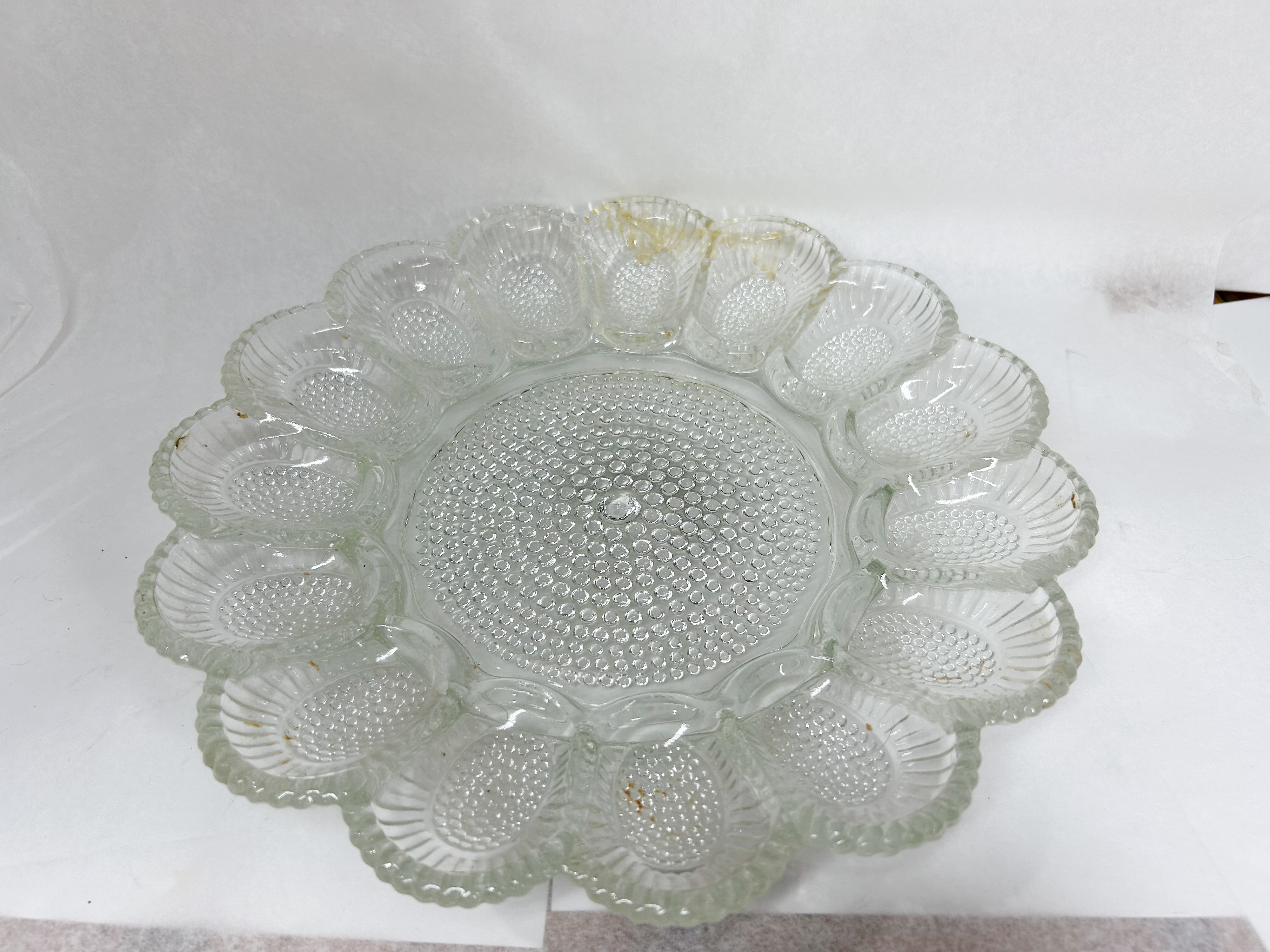 PRESSED GLASS DEVILED EGG PLATTER