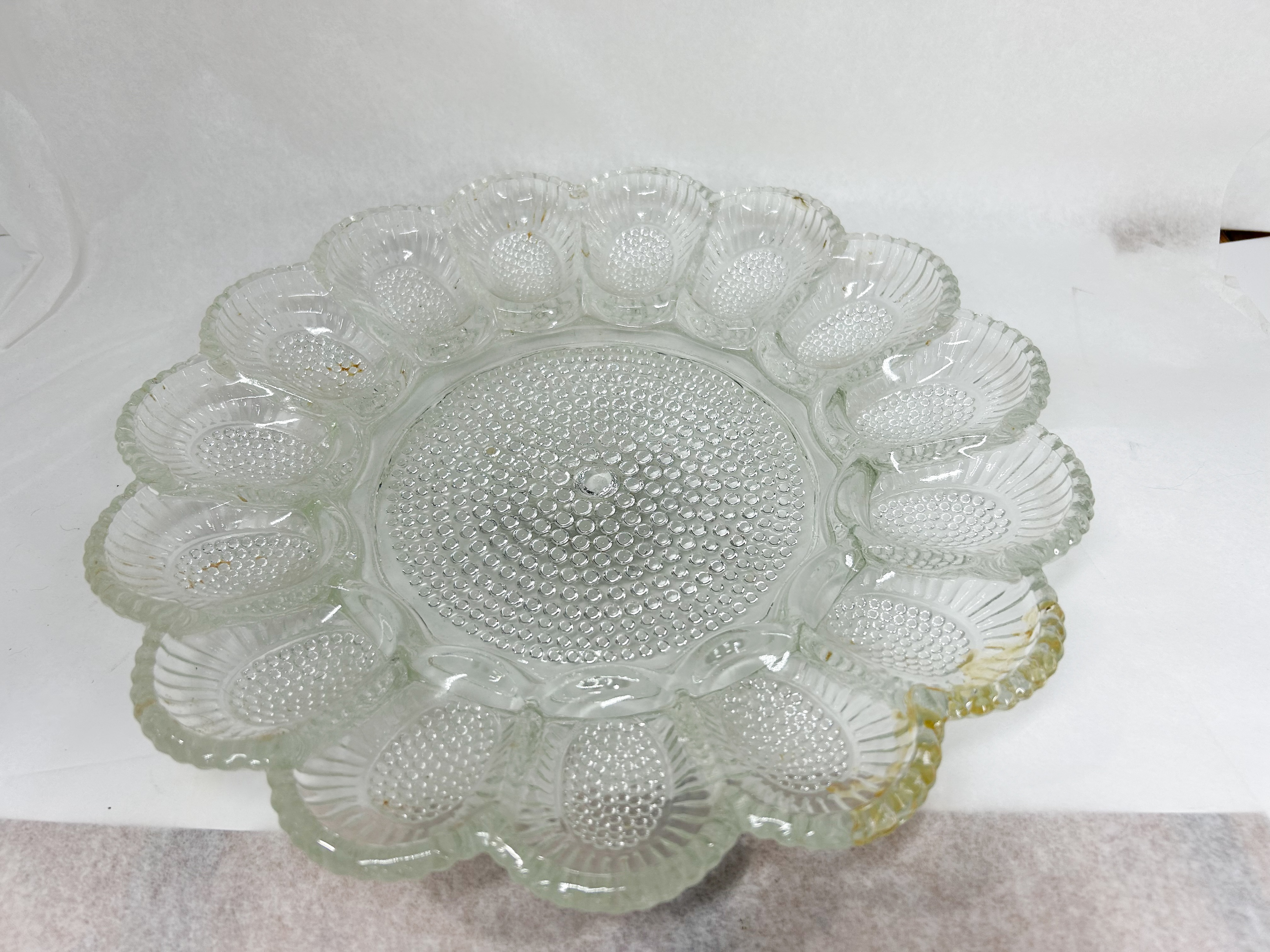 PRESSED GLASS DEVILED EGG PLATTER