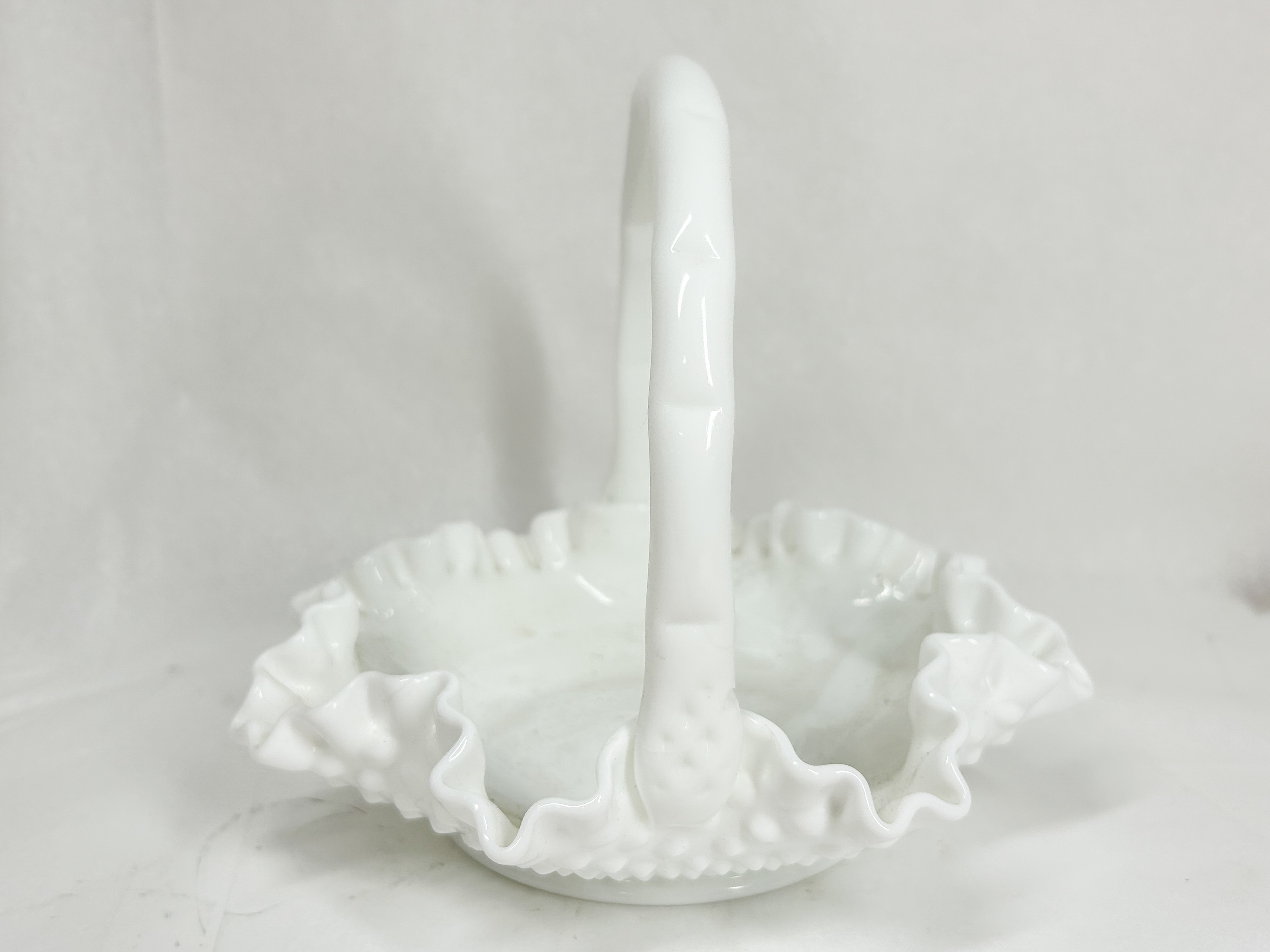 WHITE HOBNAIL MILK GLASS BASKET