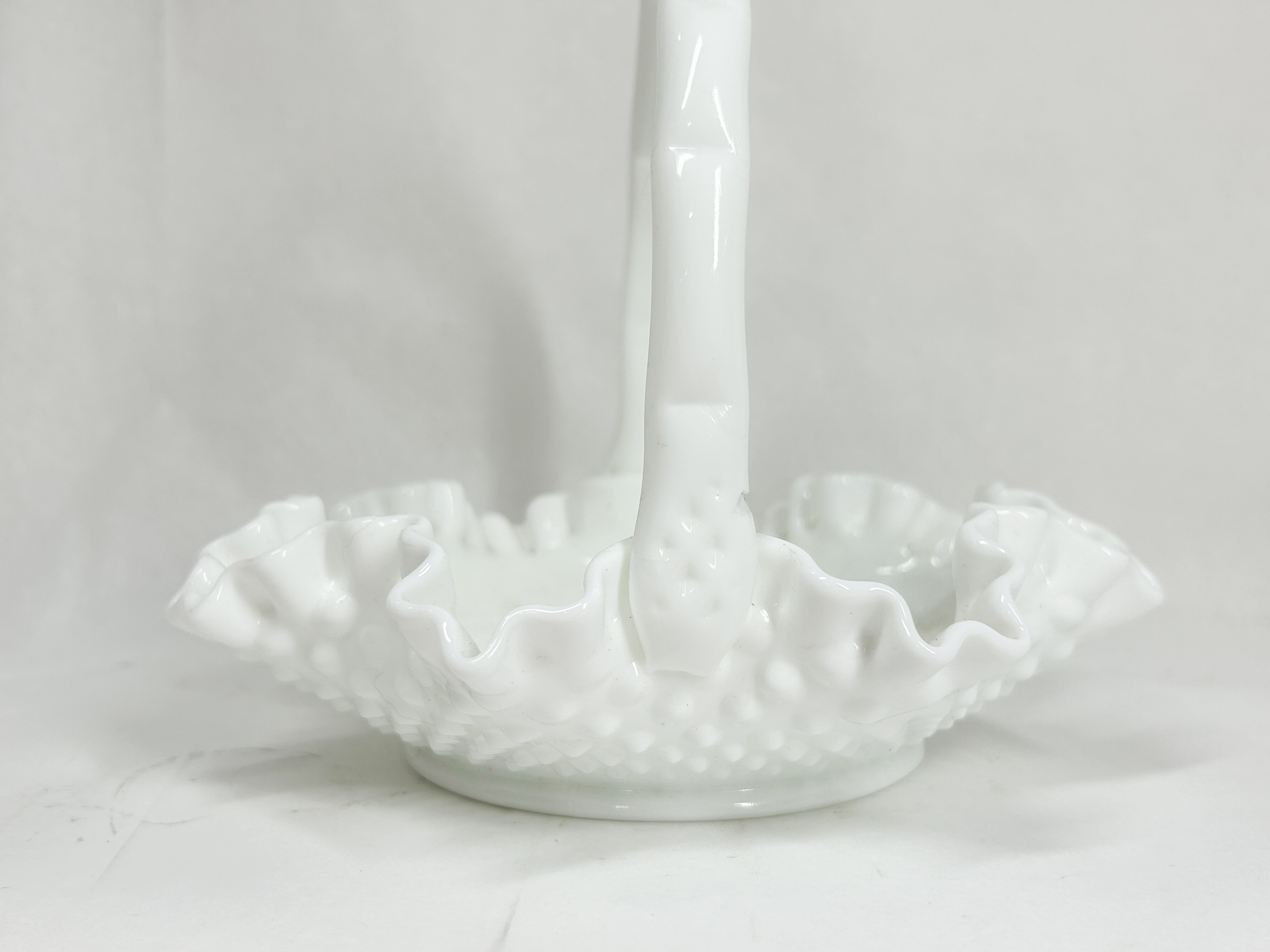 WHITE HOBNAIL MILK GLASS BASKET