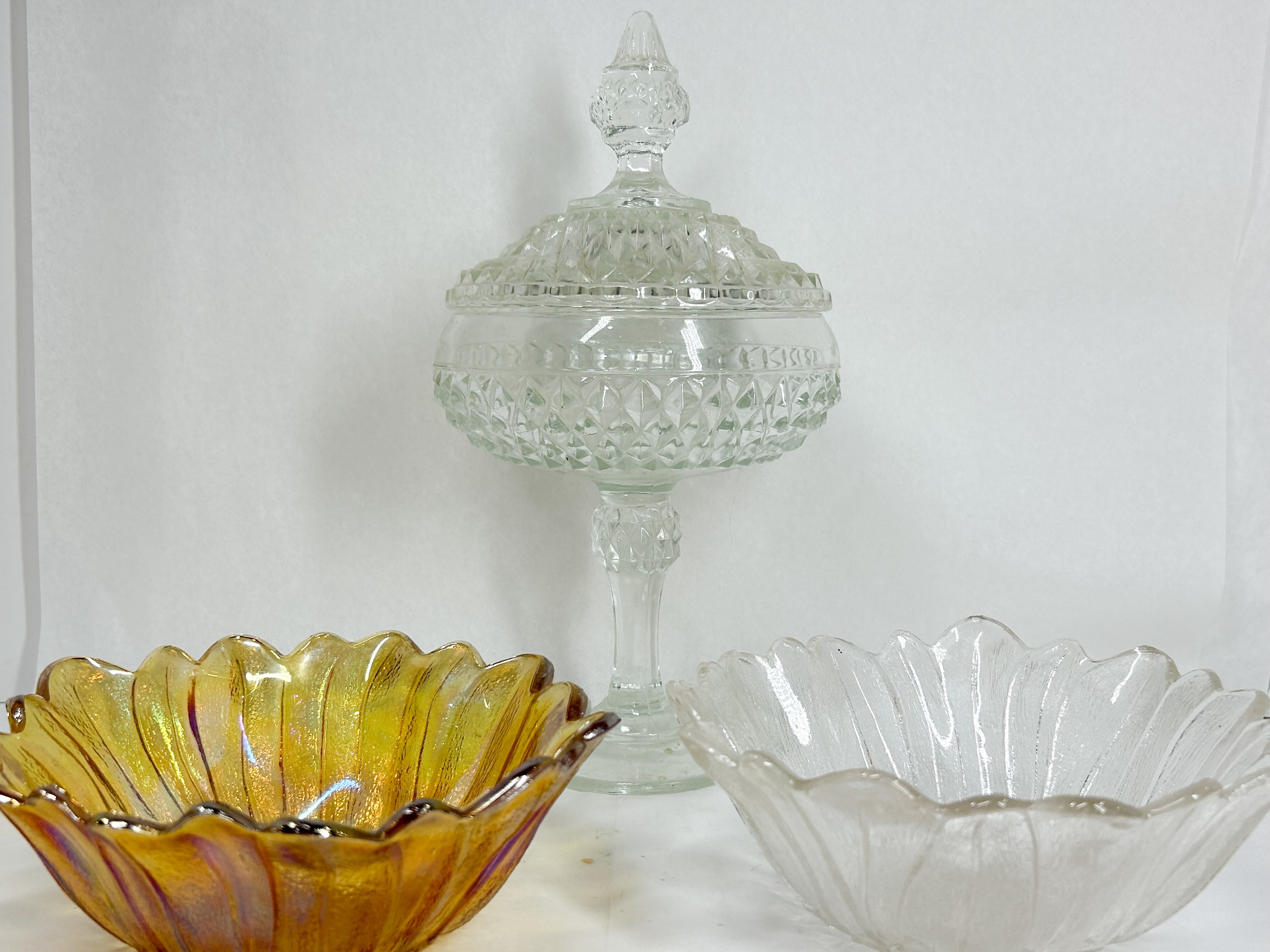 TRIO OF DECORATIVE AMERICAN GLASSWARE