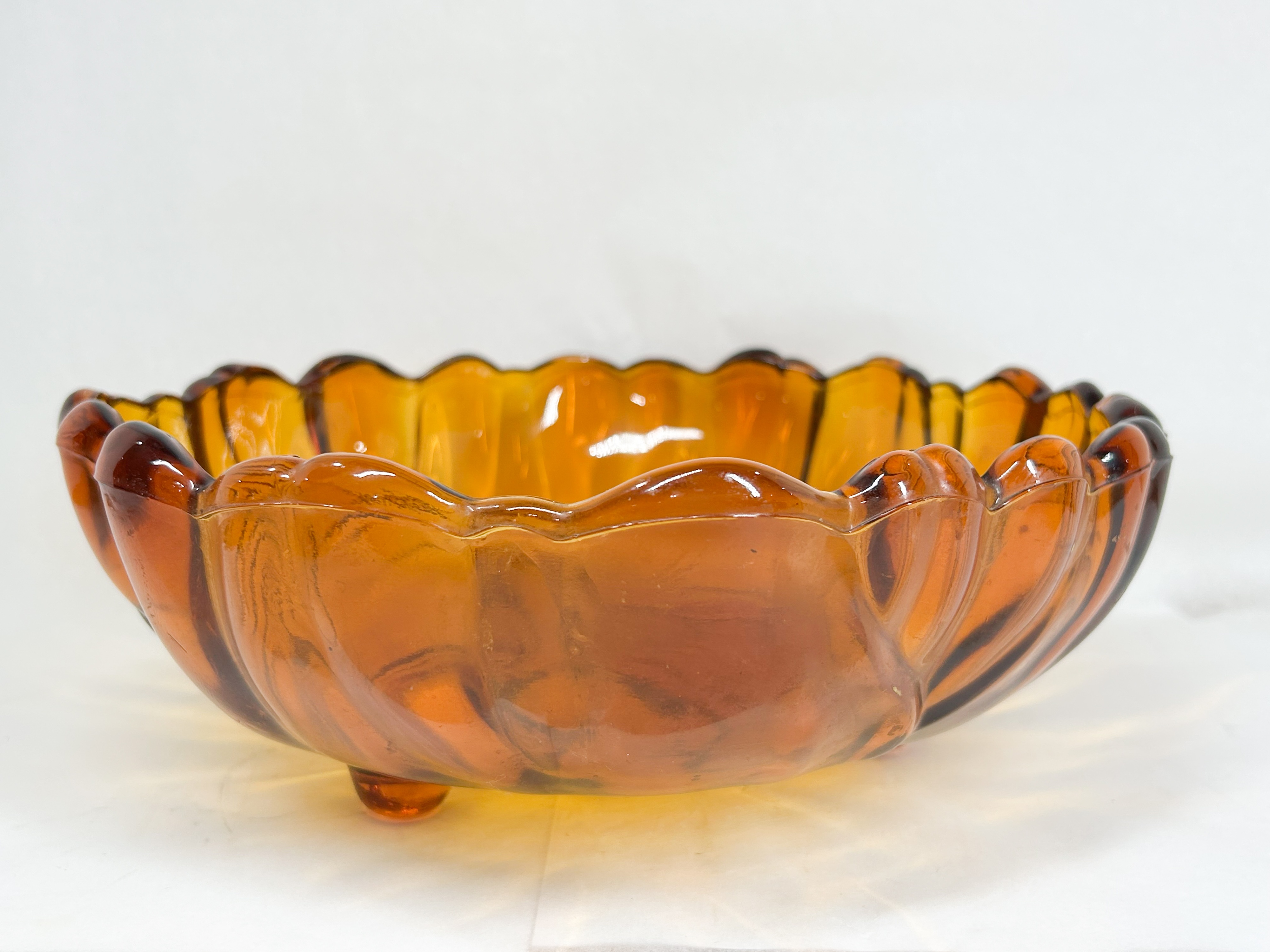 AMBER GLASS SUNFLOWER CENTERPIECE BOWL