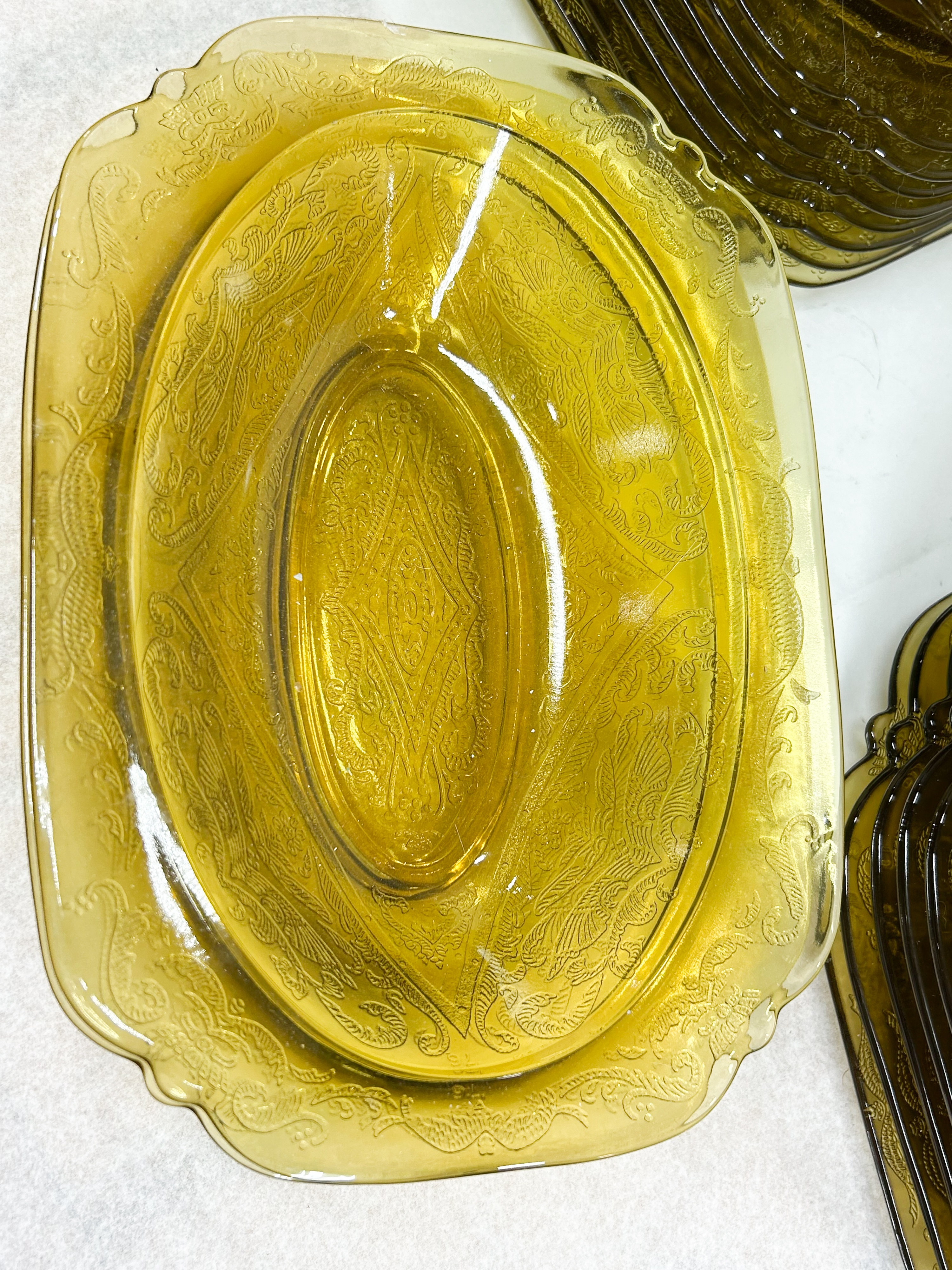 FEDERAL MADRID AMBER GLASS TABLEWARE